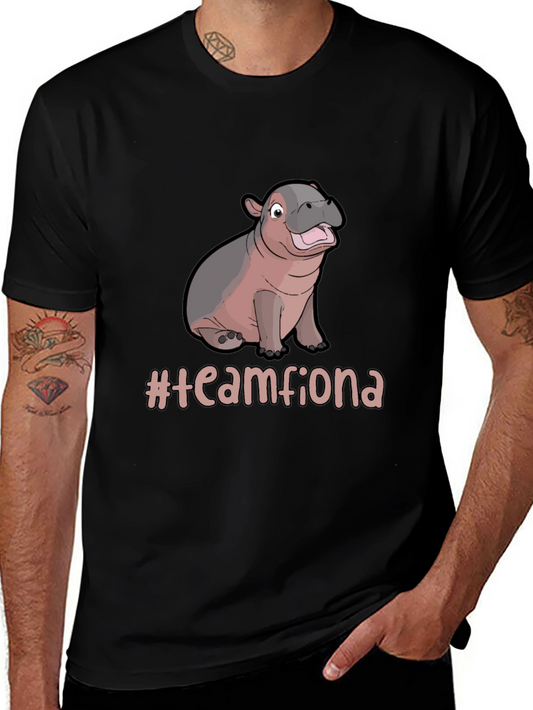 Team Fiona Hippo Graphic Black T-Shirt