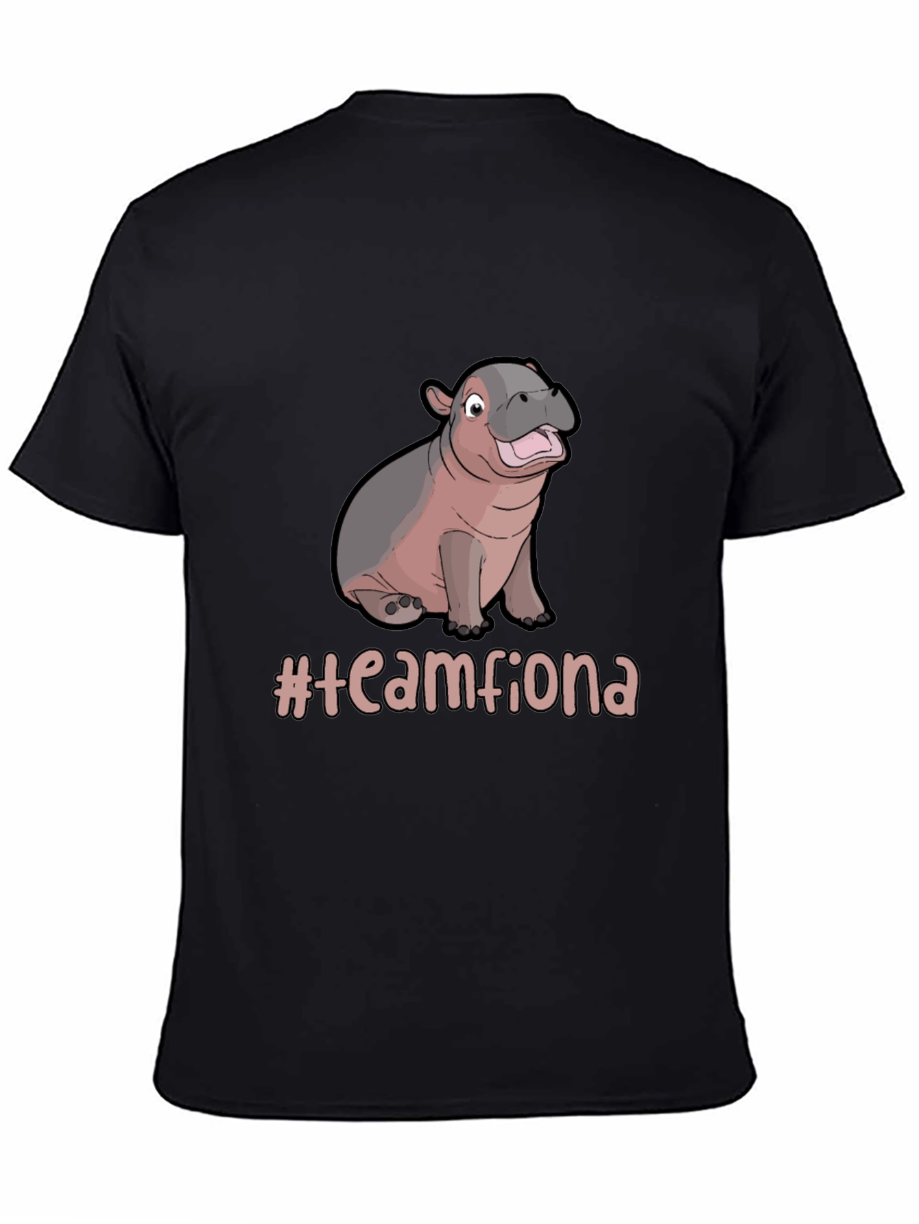 Team Fiona Hippo Graphic Black T-Shirt