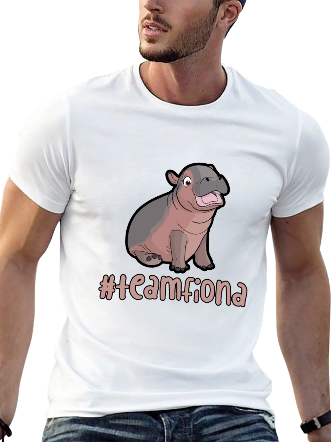 Team Fiona Hippo Graphic Black T-Shirt