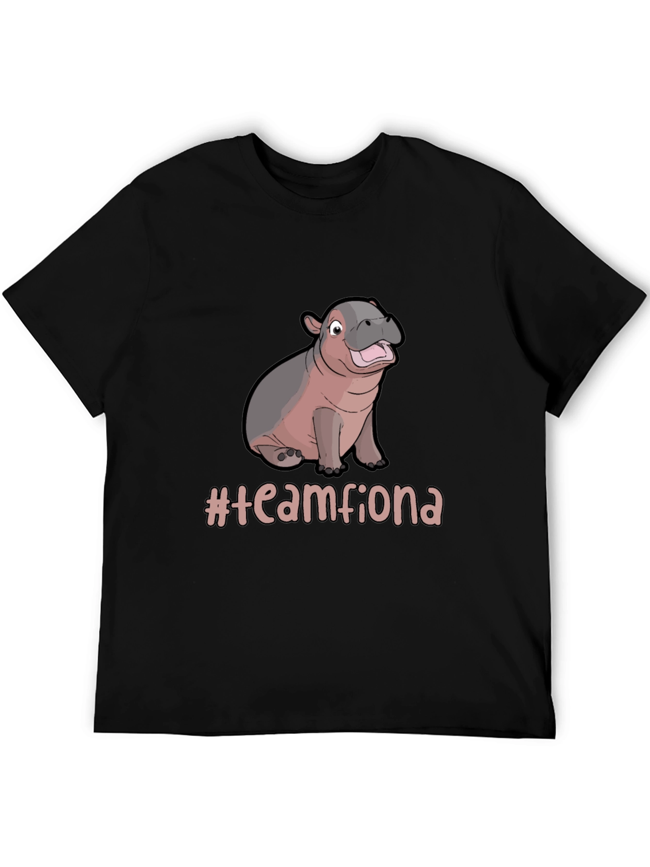 Team Fiona Hippo Graphic Black T-Shirt