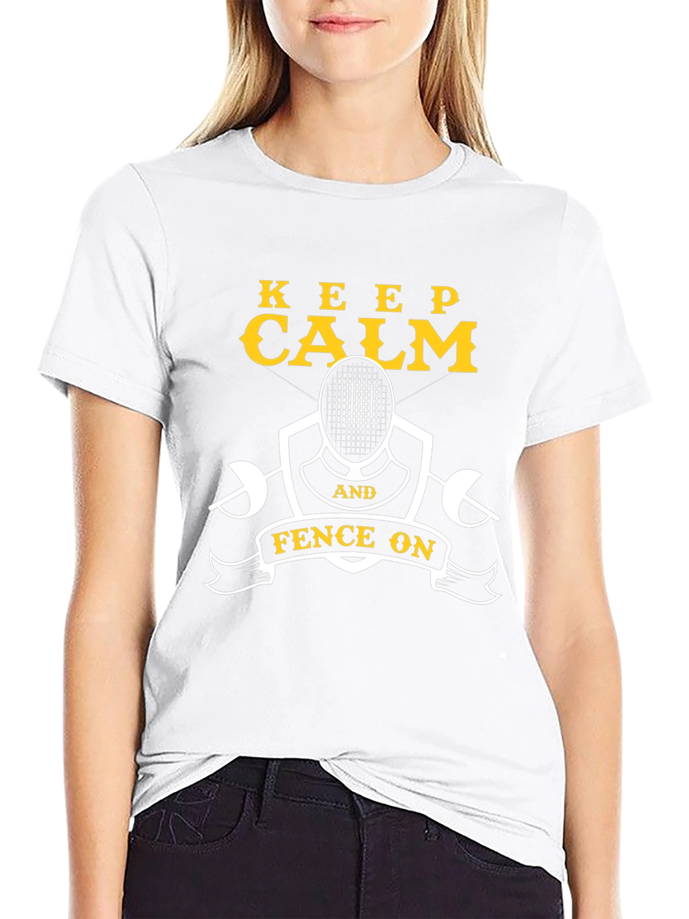 Keep Calm & Fence On Black T-Shirt