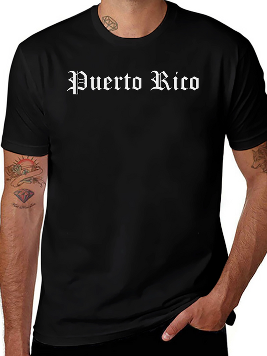 Puerto Rico Gothic Text T-Shirt - Black
