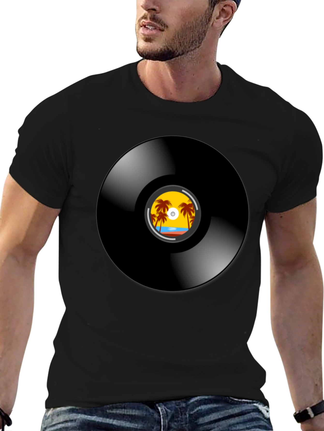 Retro Vinyl Record Beach T-Shirt