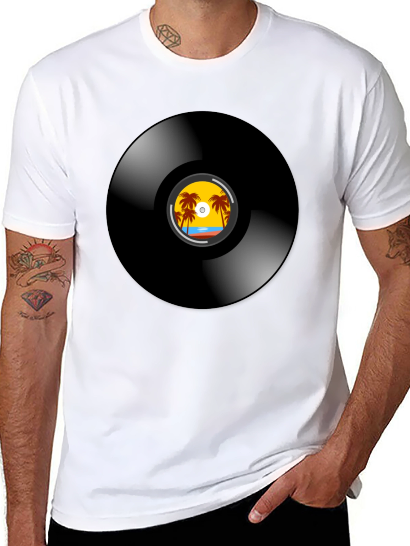 Retro Vinyl Record Beach T-Shirt