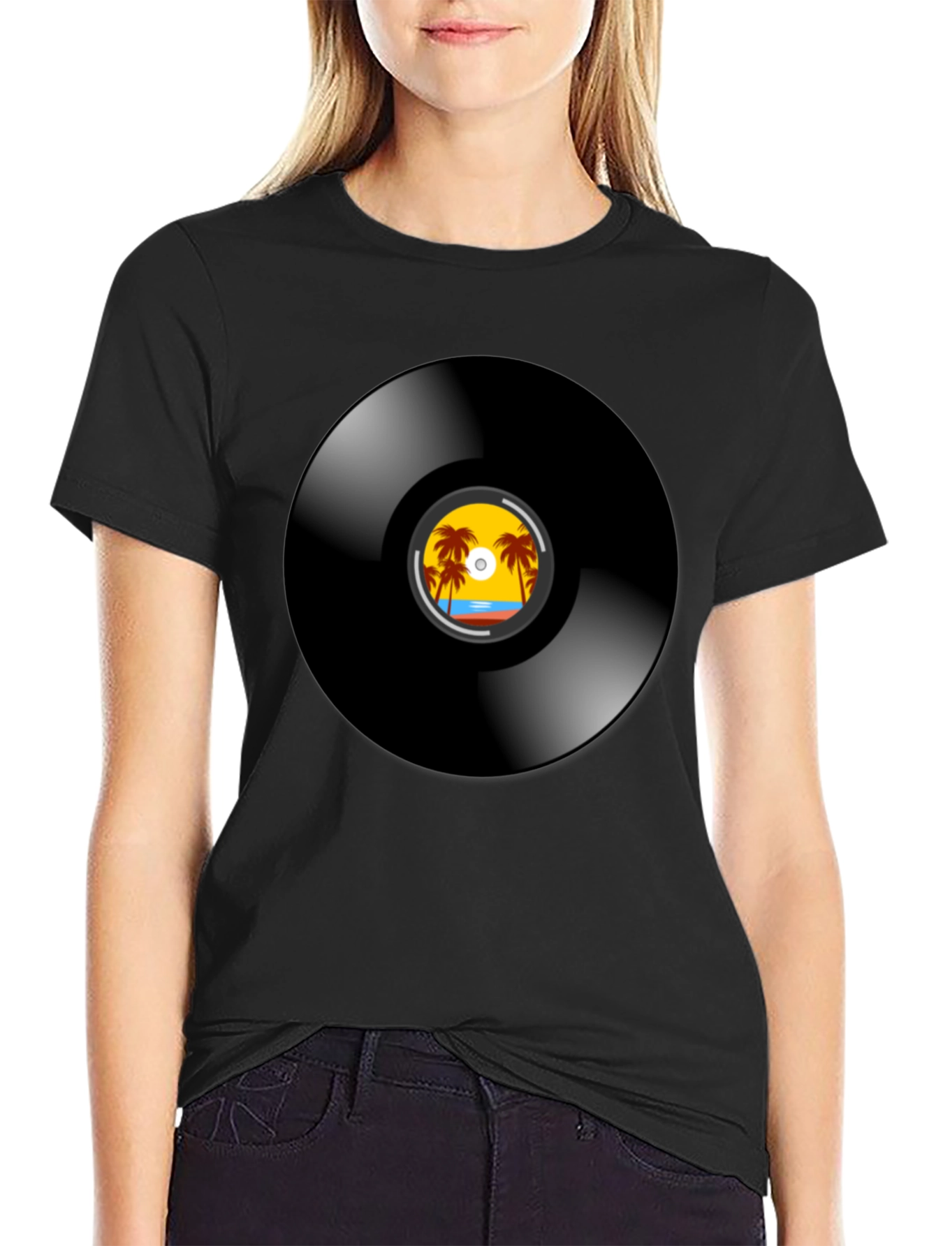 Retro Vinyl Record Beach T-Shirt