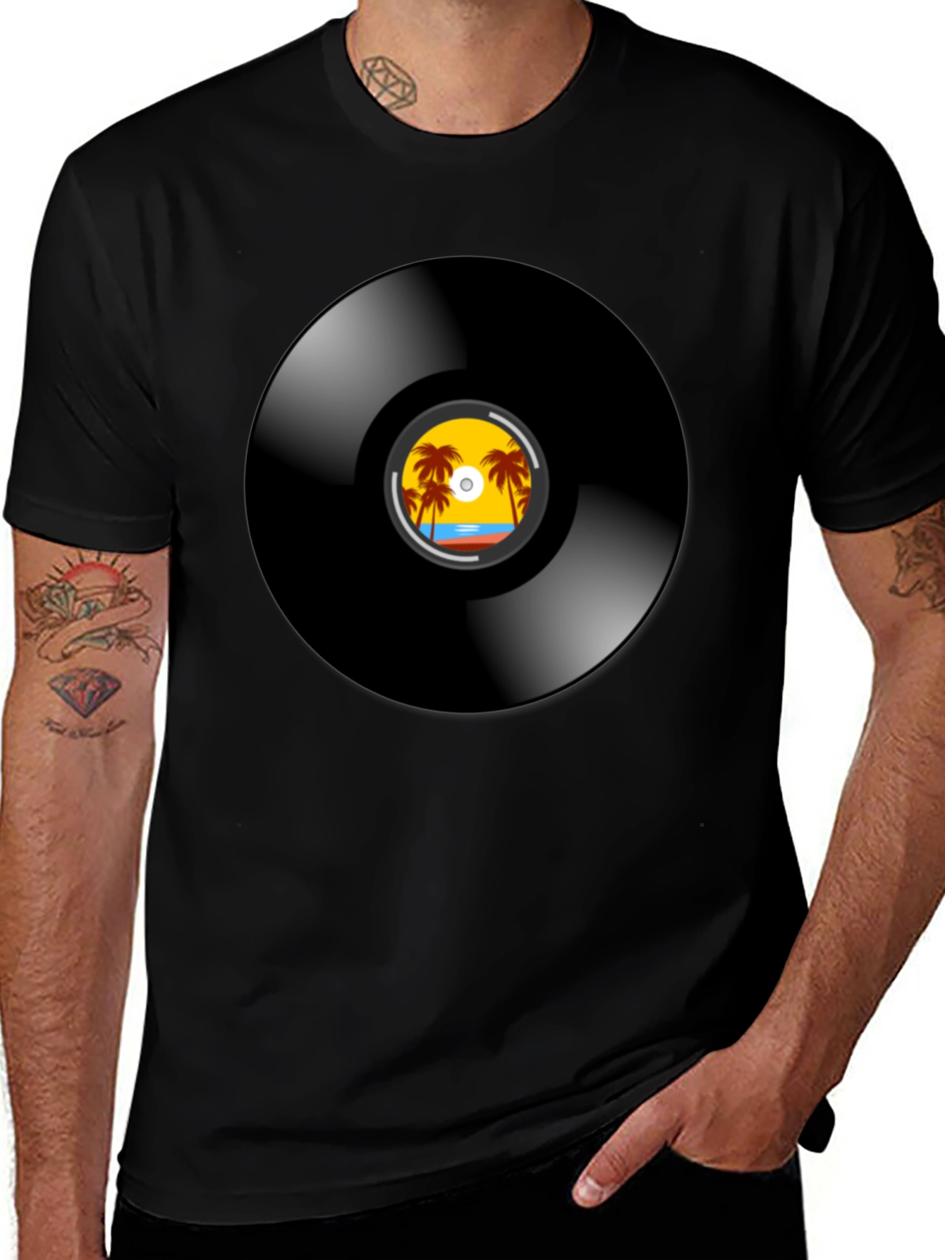 Retro Vinyl Record Beach T-Shirt