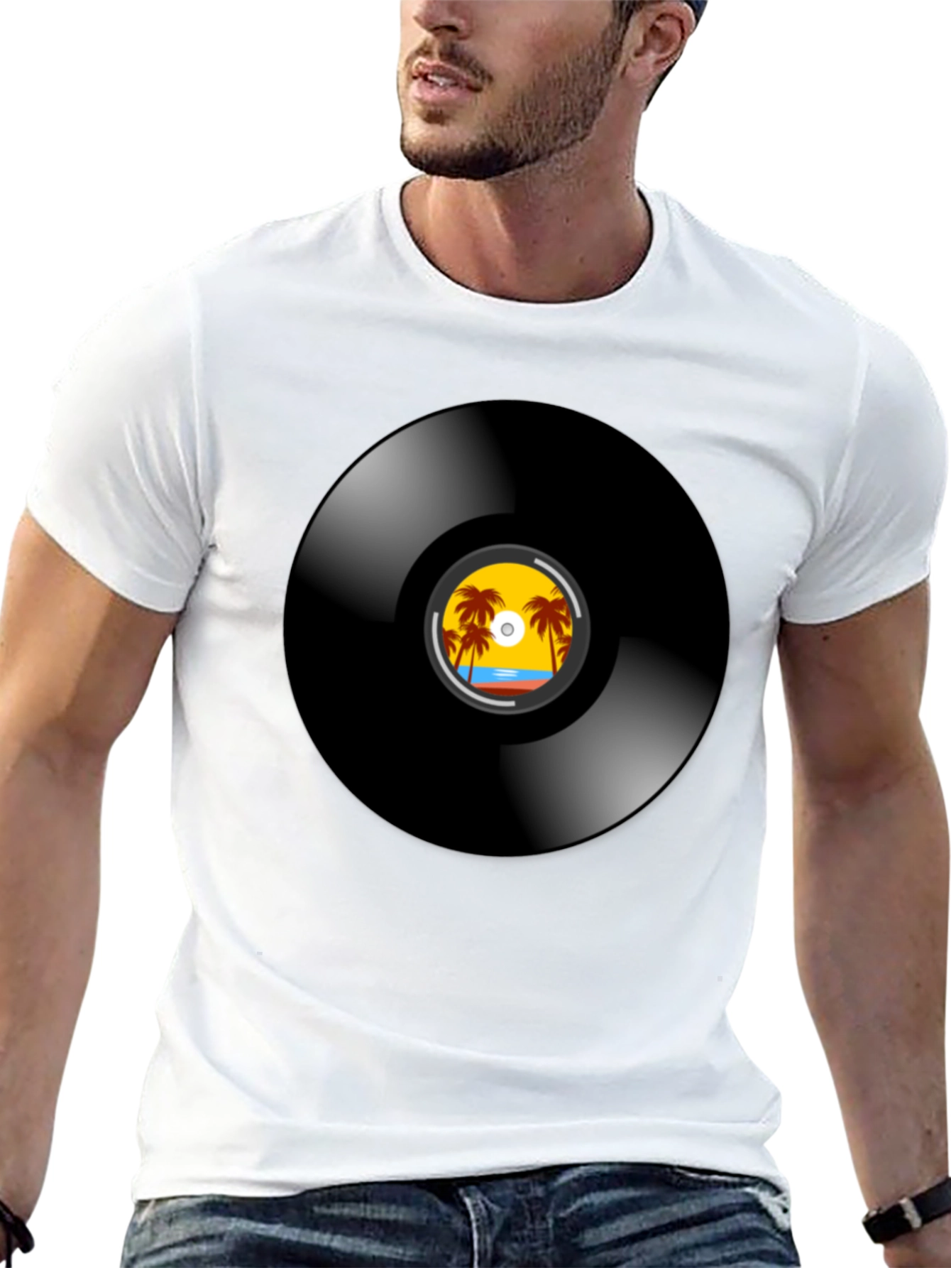 Retro Vinyl Record Beach T-Shirt