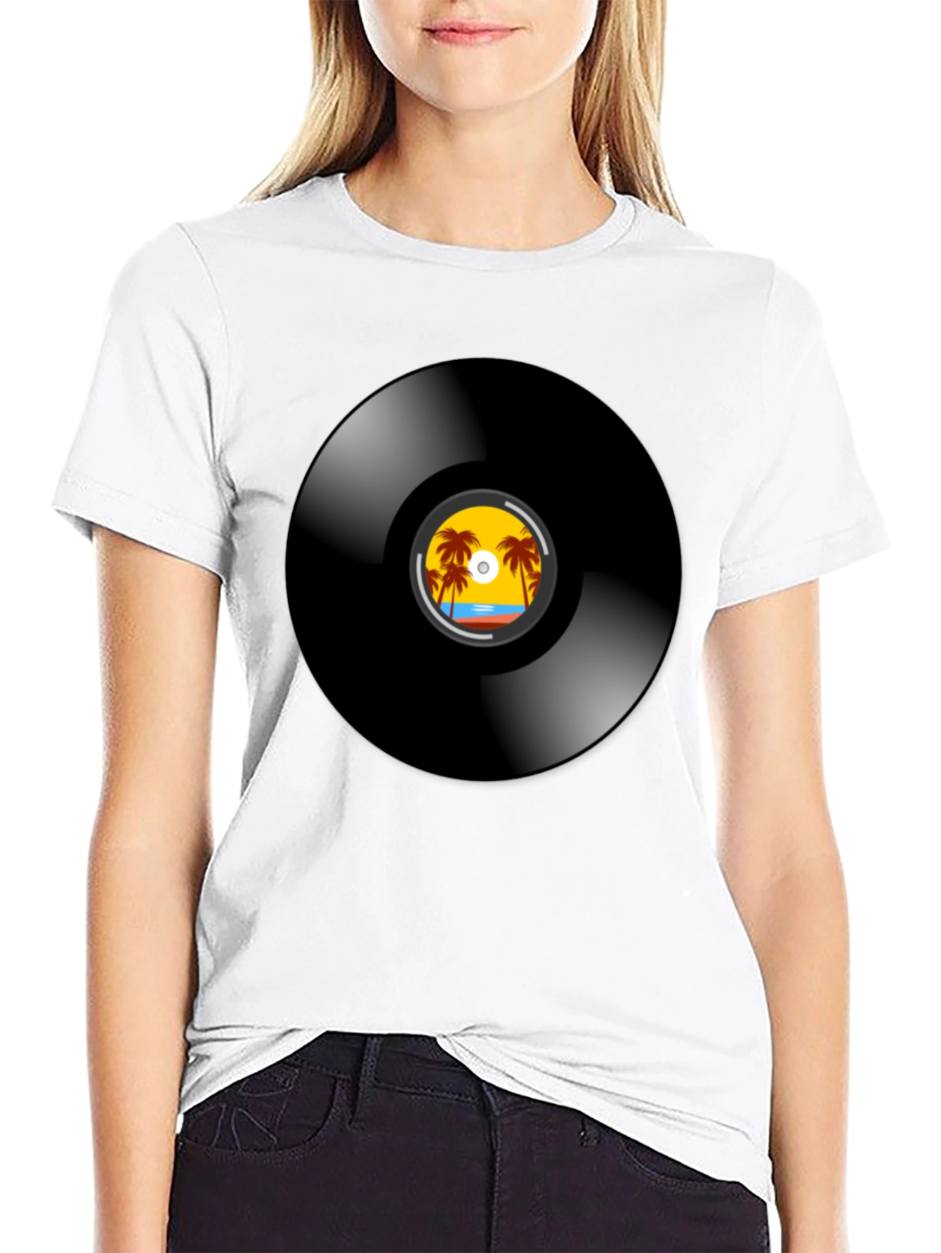 Retro Vinyl Record Beach T-Shirt