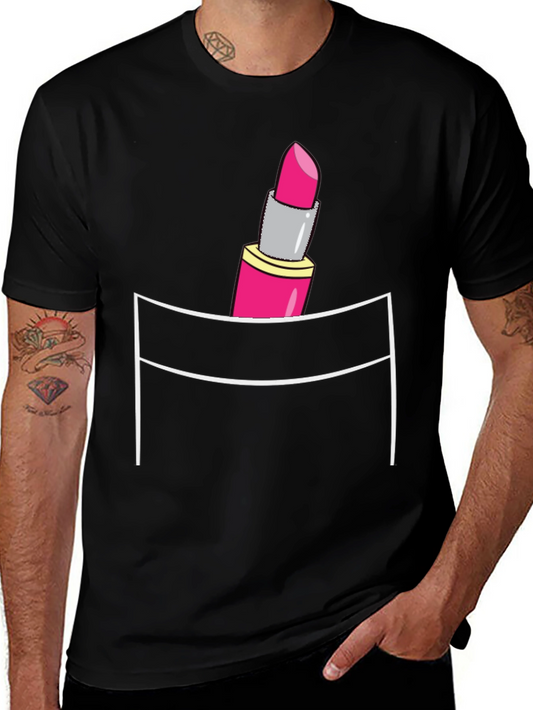 Lipstick Pocket Graphic T-Shirt - Mens Fashion Tee