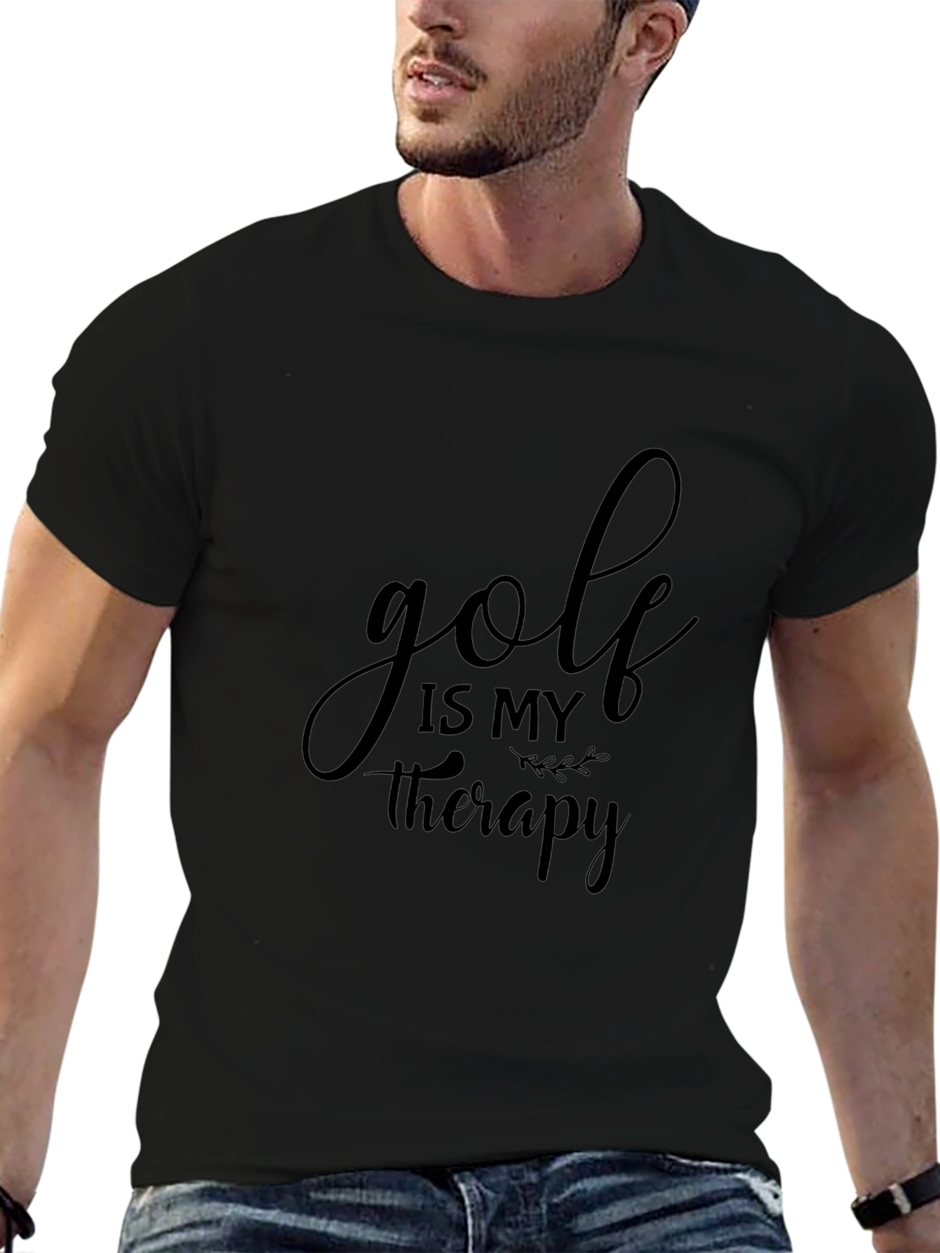 Golf is My Therapy Tee - Black Graphic T-Shirt