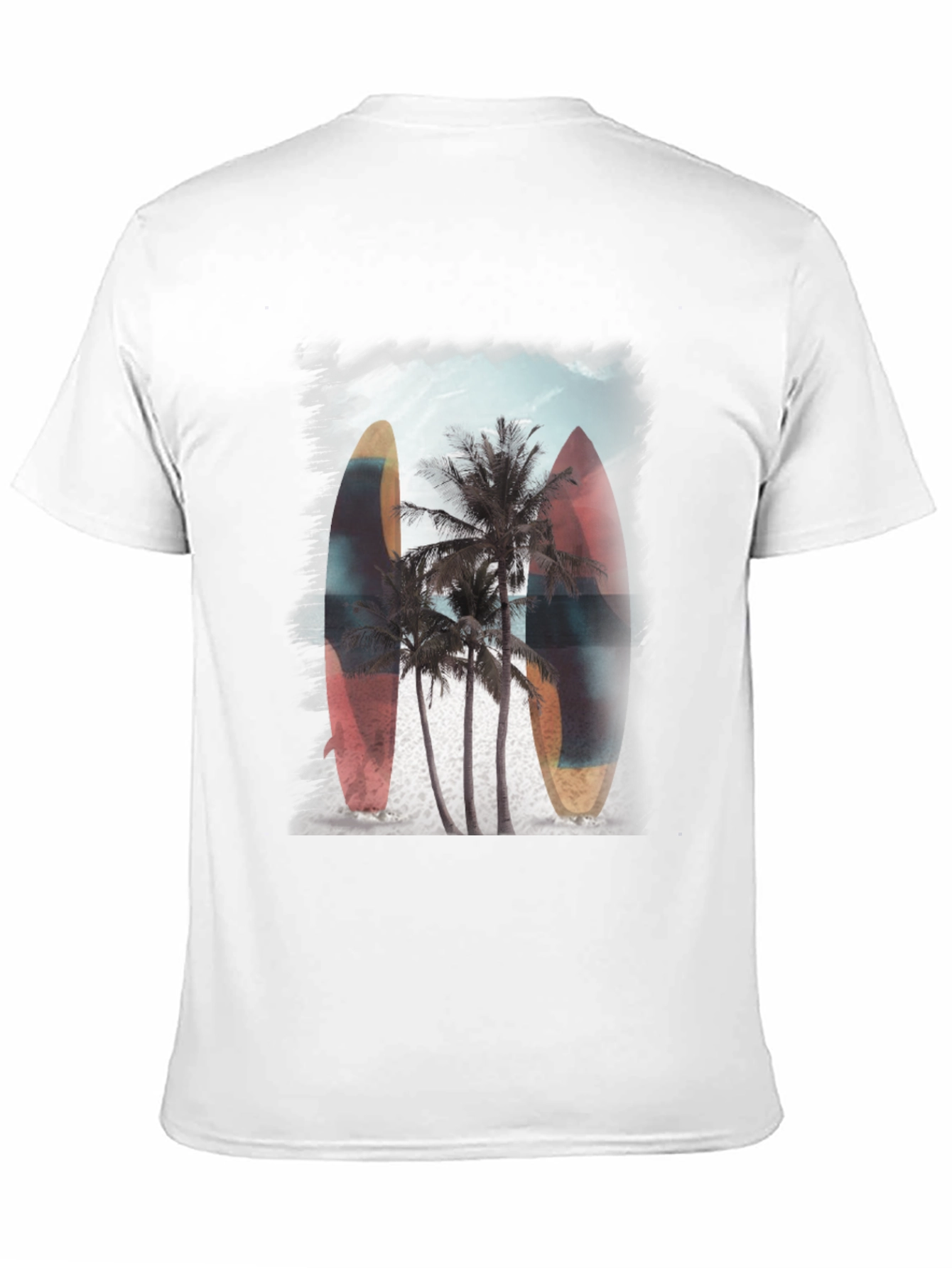 Surfboard Palm Tree Graphic Tee - Tropical Vibe