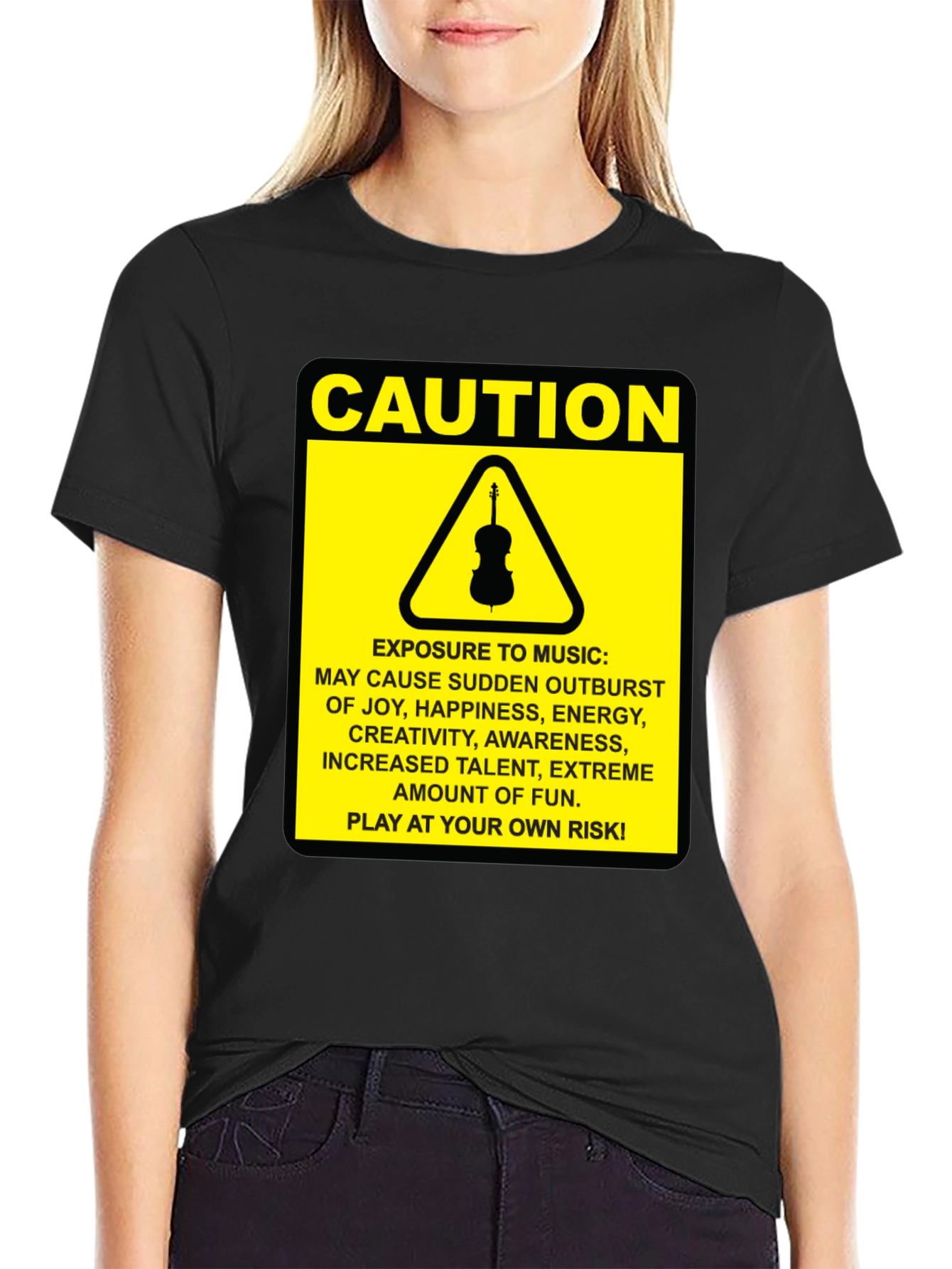 Caution Music T-Shirt: Play at Your Own Risk