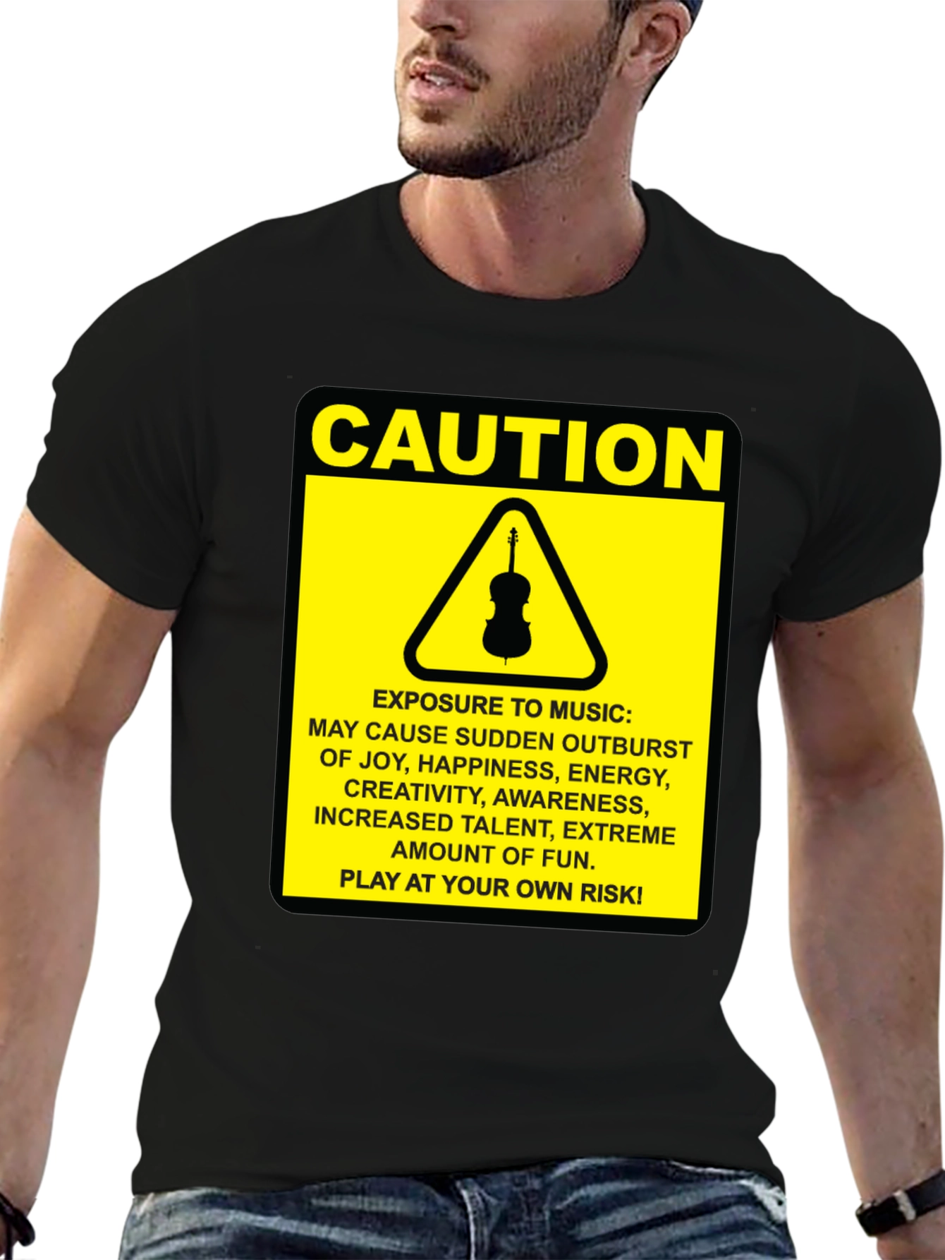 Caution Music T-Shirt: Play at Your Own Risk