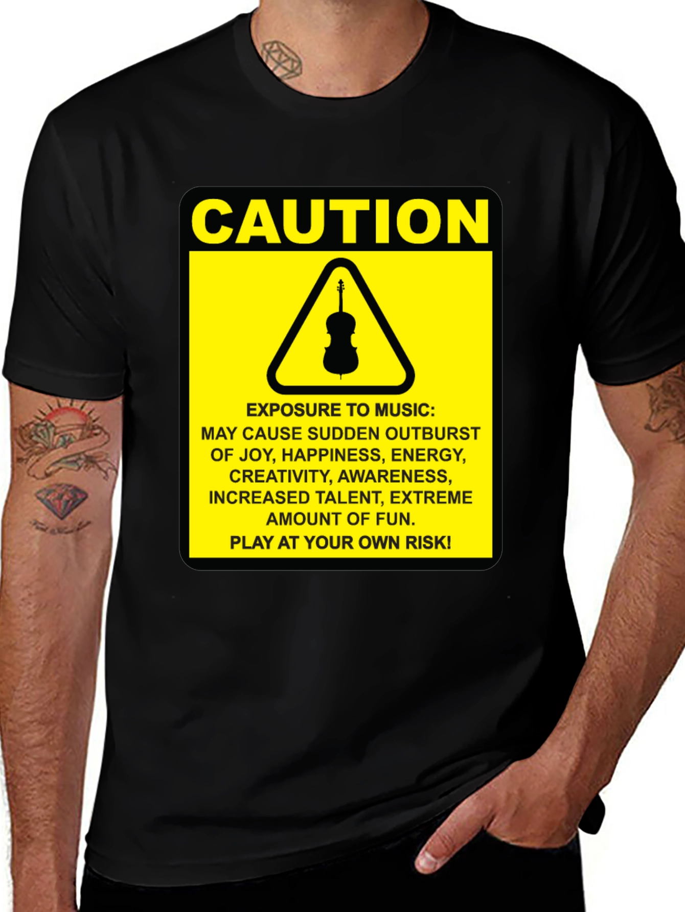 Caution Music T-Shirt: Play at Your Own Risk