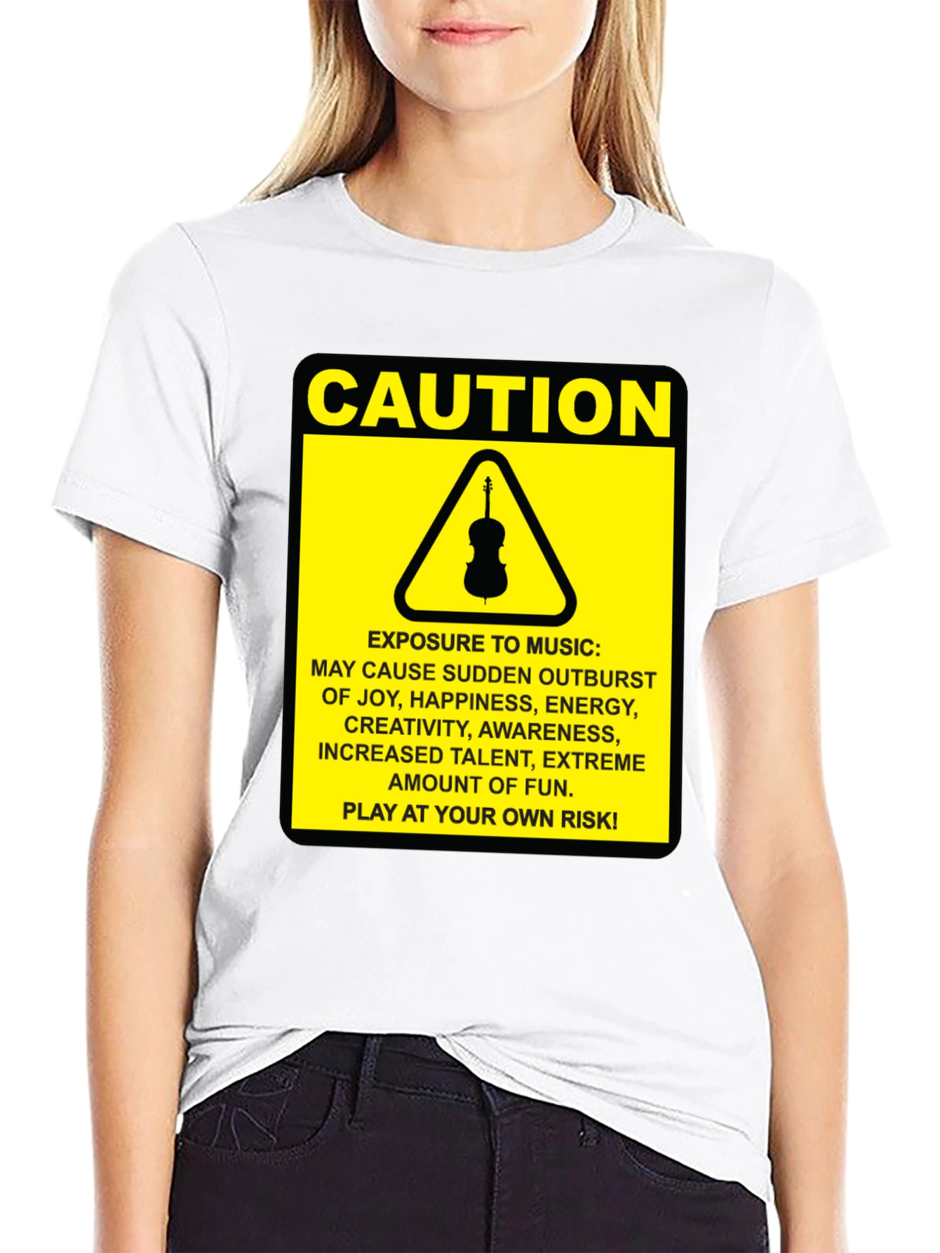 Caution Music T-Shirt: Play at Your Own Risk