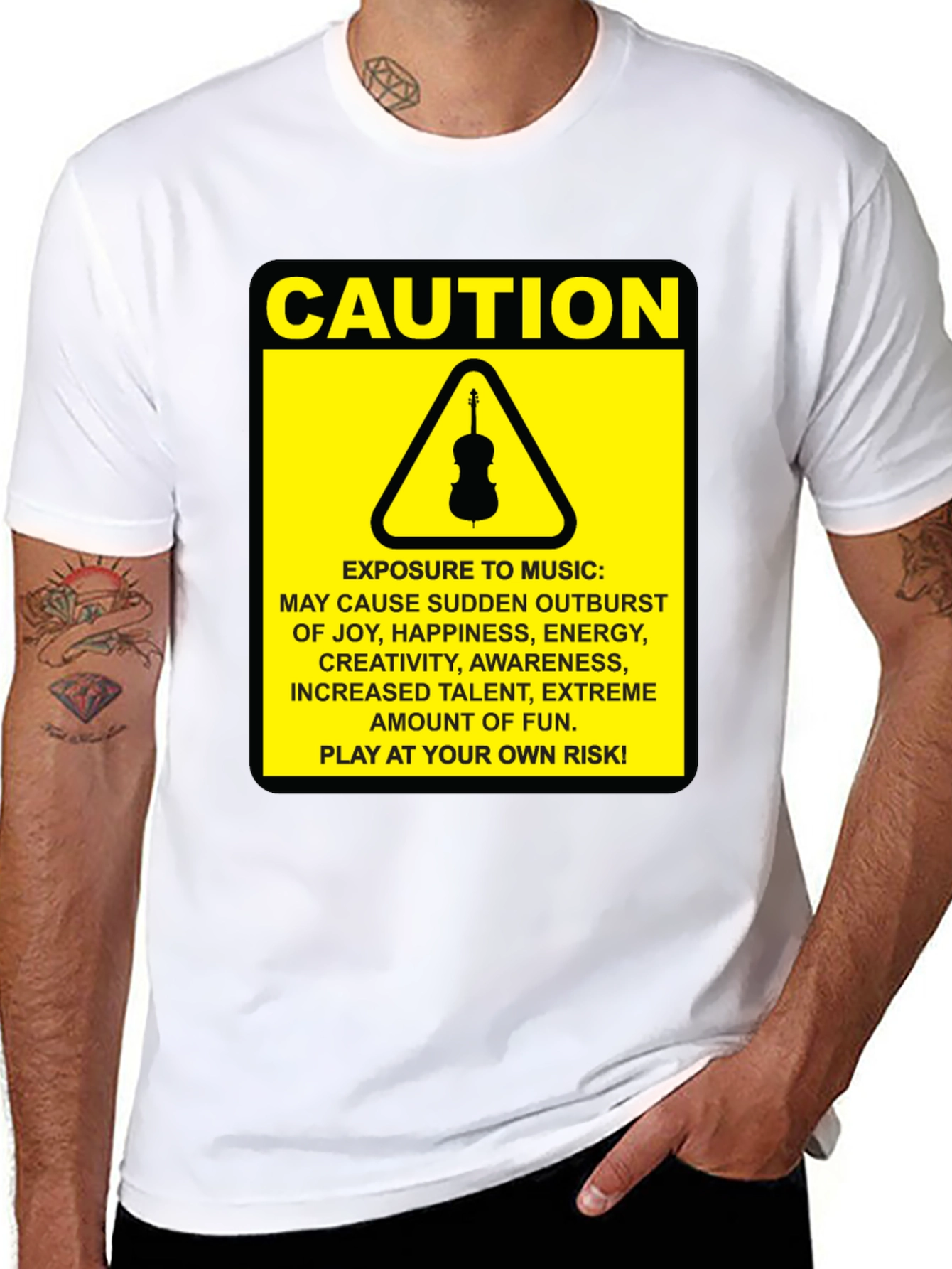 Caution Music T-Shirt: Play at Your Own Risk