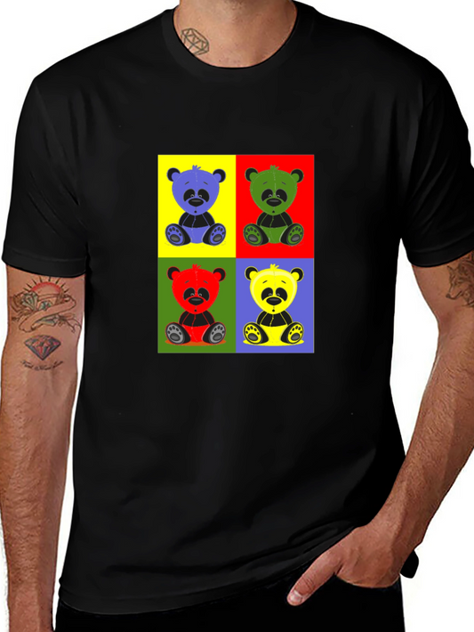 Pop Art Panda Graphic T-Shirt - Black