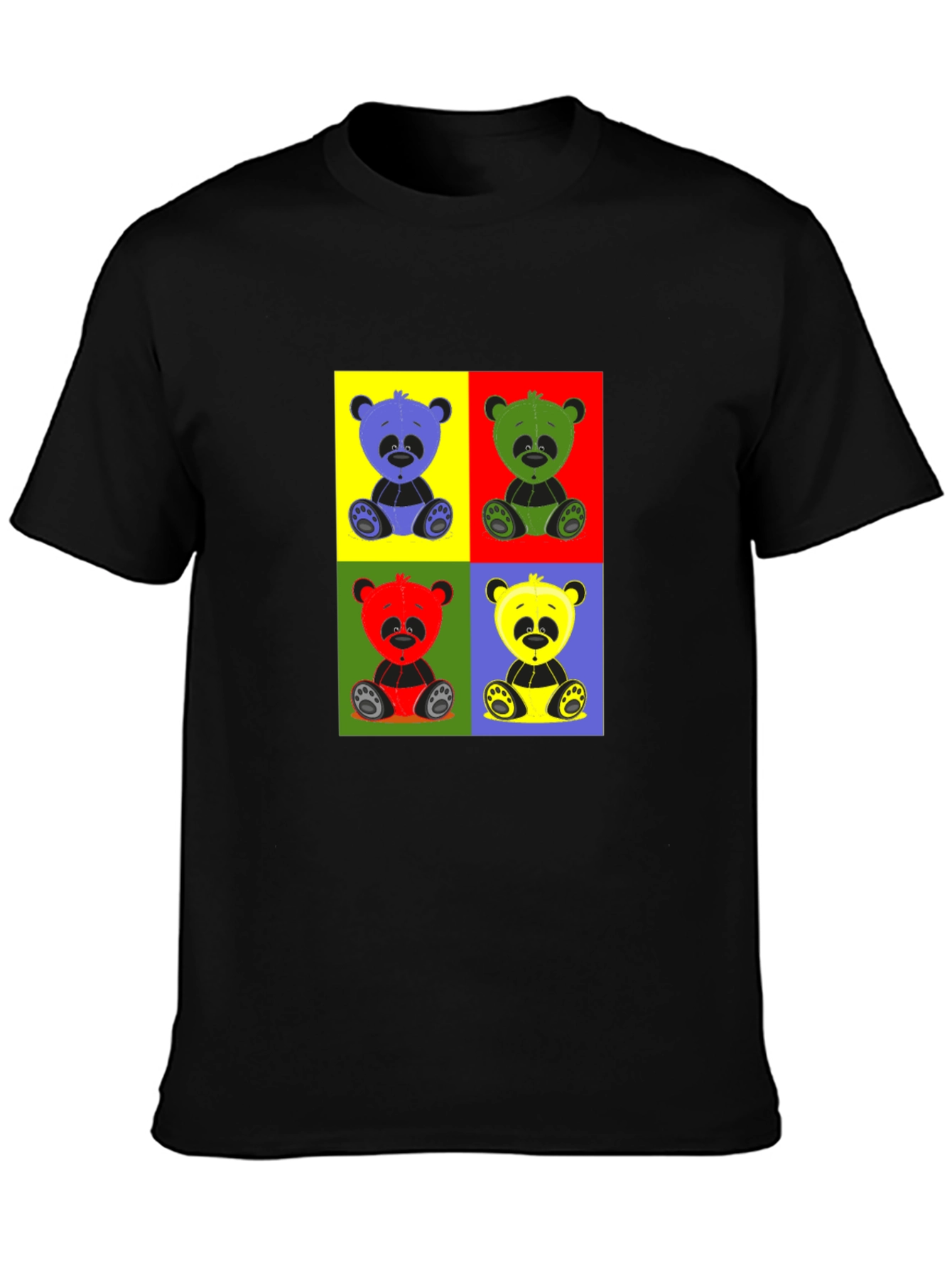 Pop Art Panda Graphic T-Shirt - Black