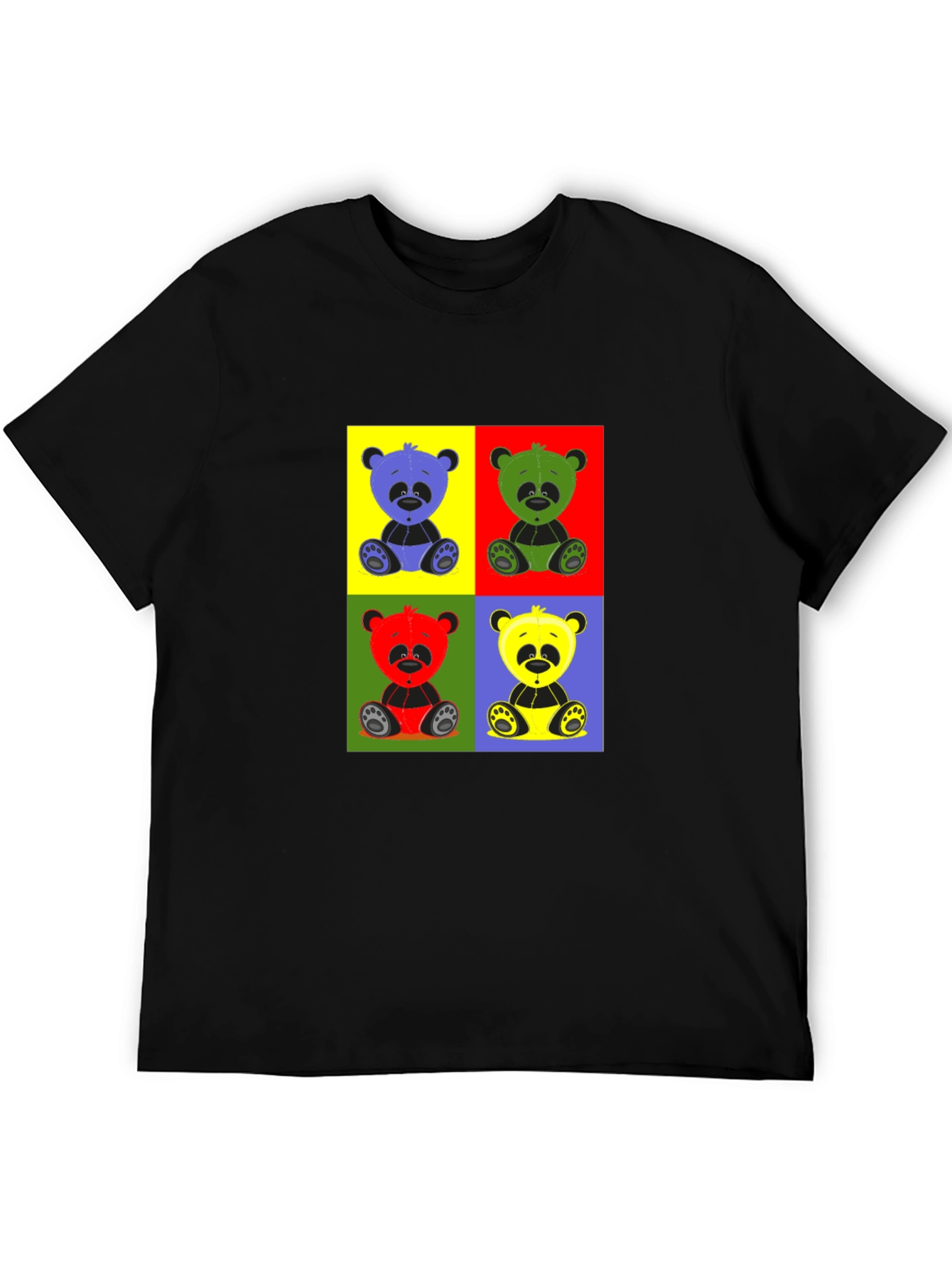 Pop Art Panda Graphic T-Shirt - Black