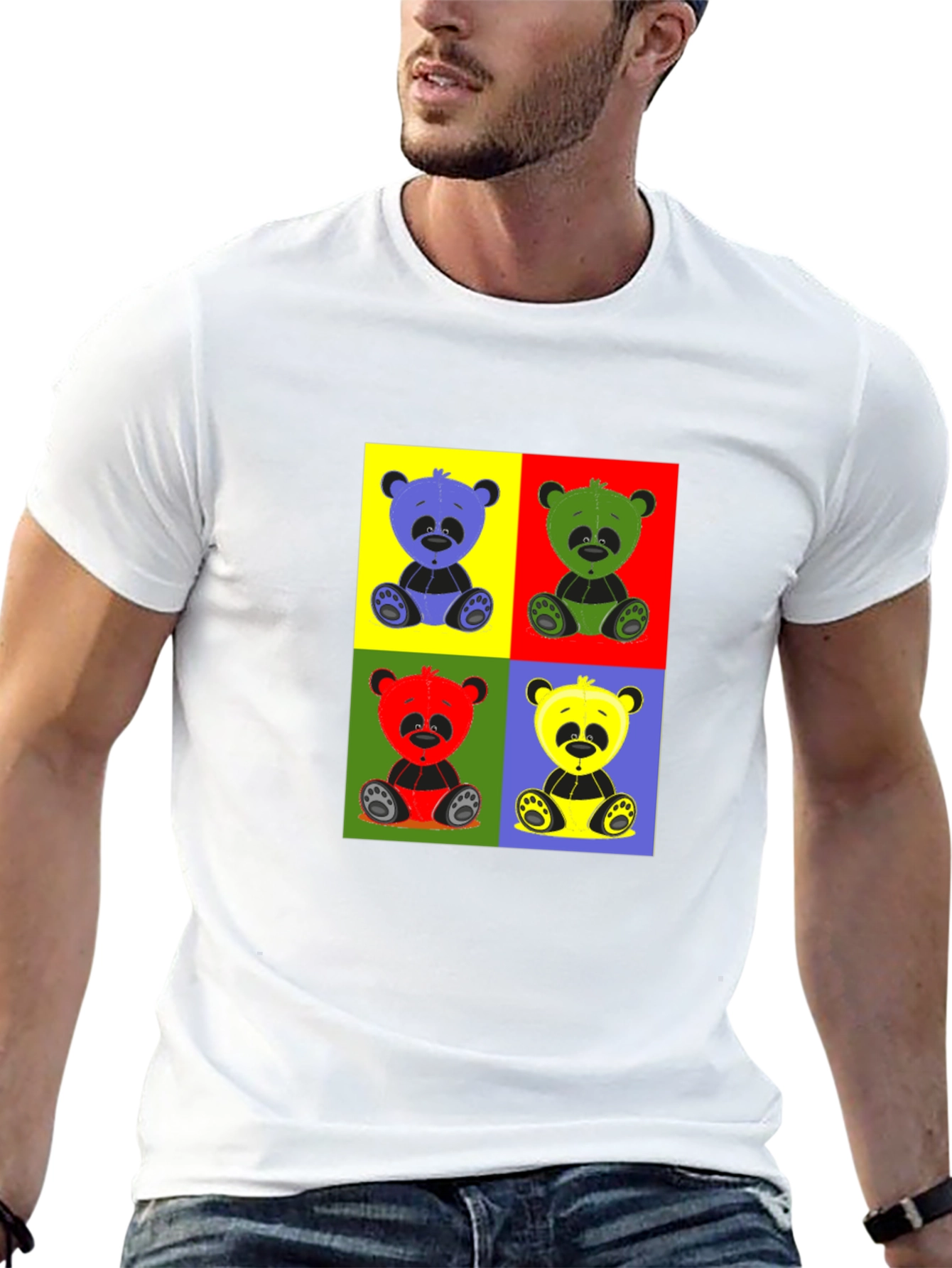 Pop Art Panda Graphic T-Shirt - Black
