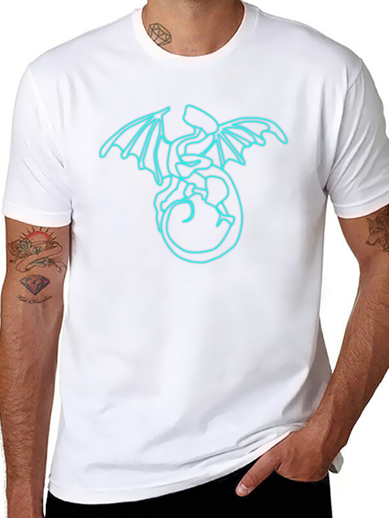 Neon Dragon Graphic Tee - Mens Black T-Shirt
