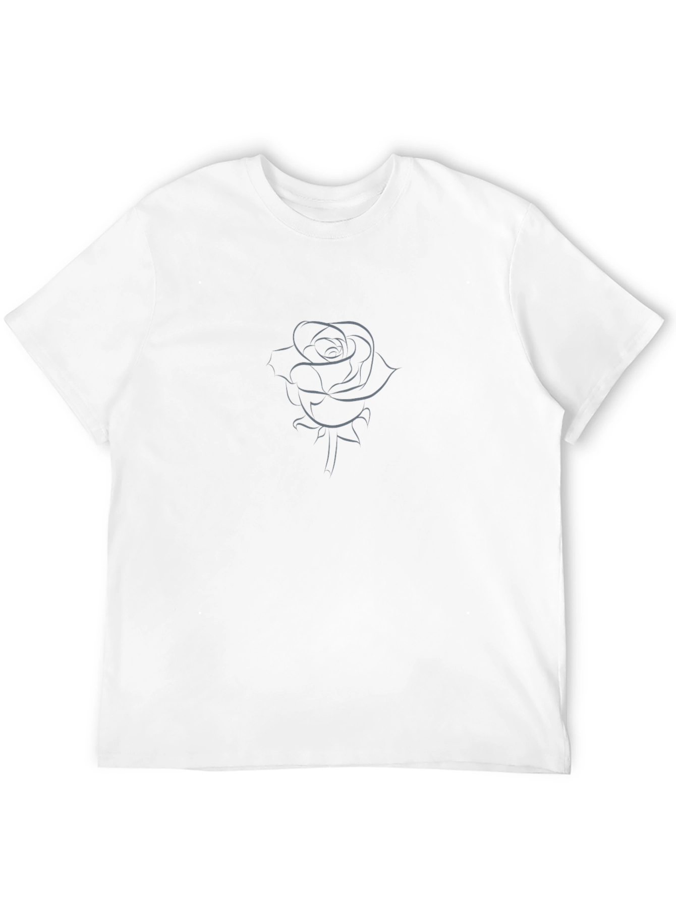 Black T-Shirt with Rose Design