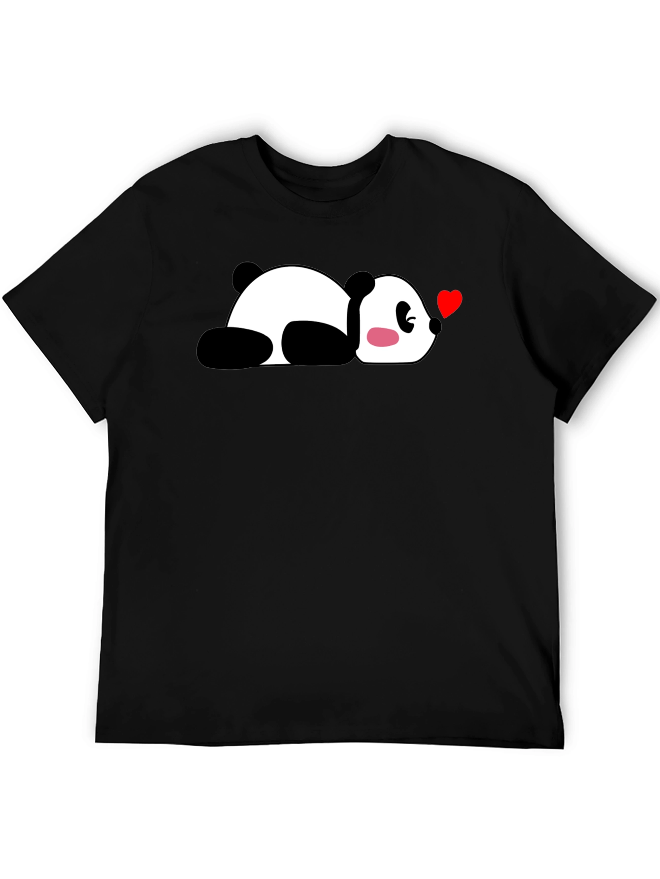 Cute Panda Heart T-Shirt - Casual Black Tee
