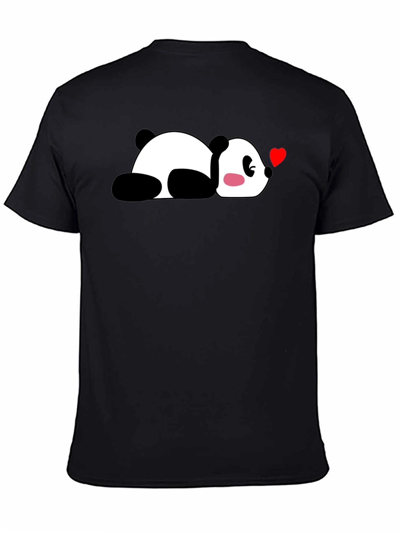 Cute Panda Heart T-Shirt - Casual Black Tee