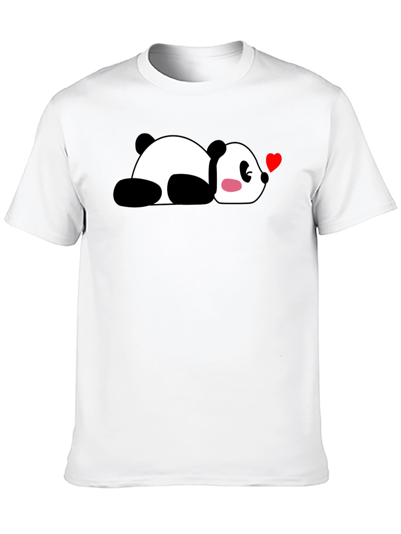 Cute Panda Heart T-Shirt - Casual Black Tee