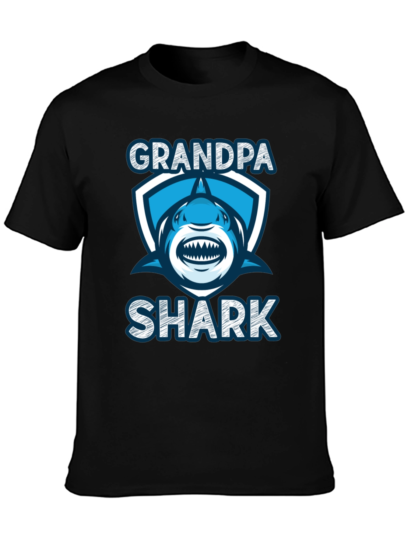 Grandpa Shark Graphic Tee - Black Cotton T-Shirt