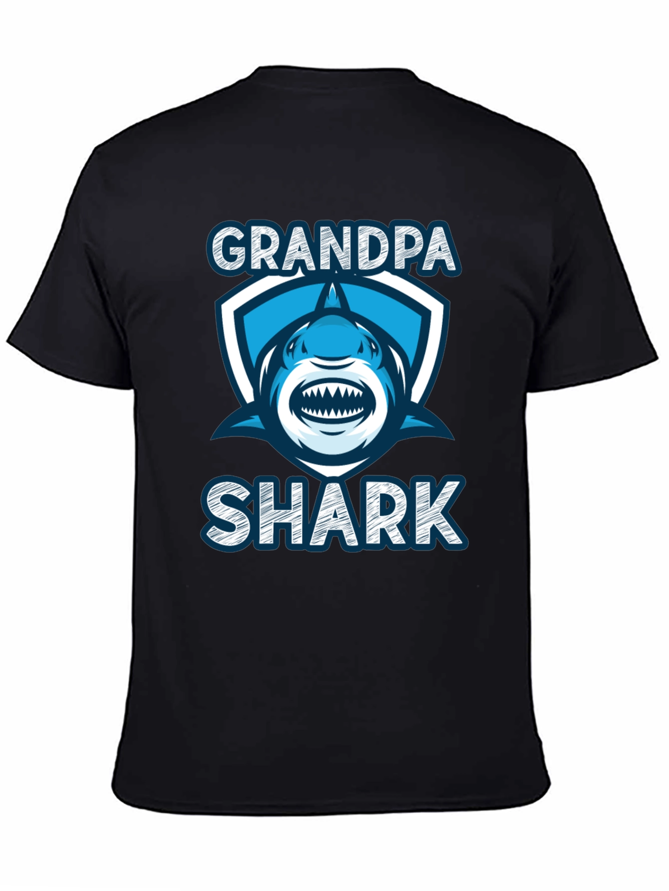 Grandpa Shark Graphic Tee - Black Cotton T-Shirt