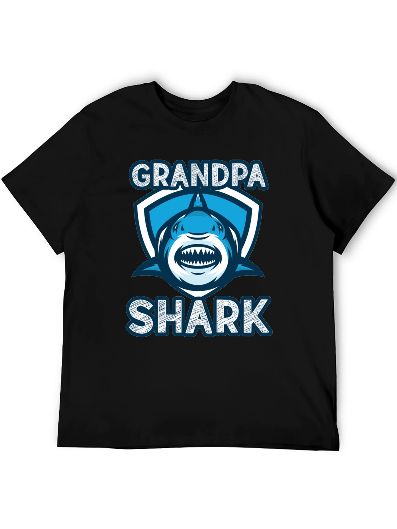 Grandpa Shark Graphic Tee - Black Cotton T-Shirt