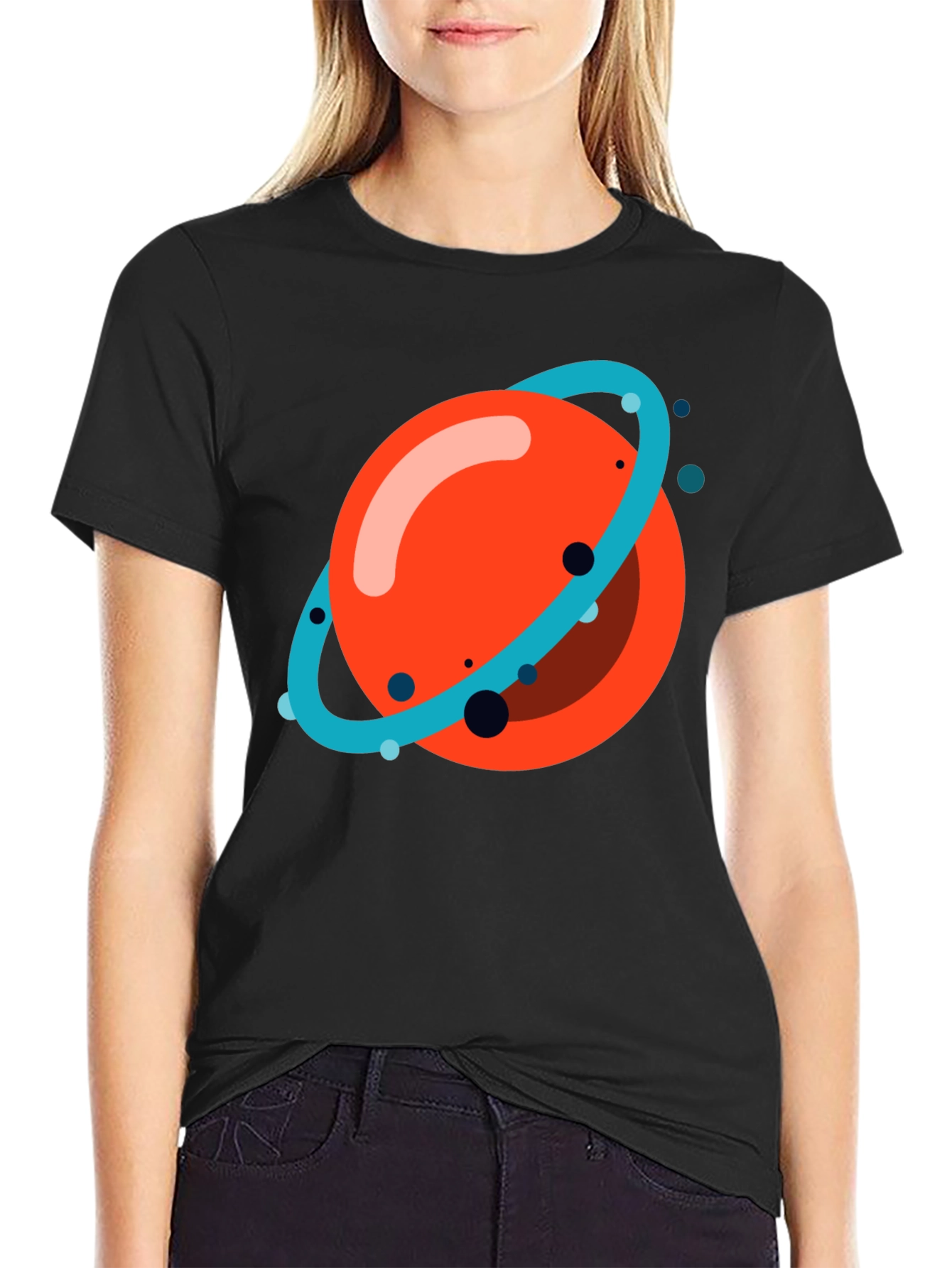 Planet Graphic Tee - Casual Black T-Shirt