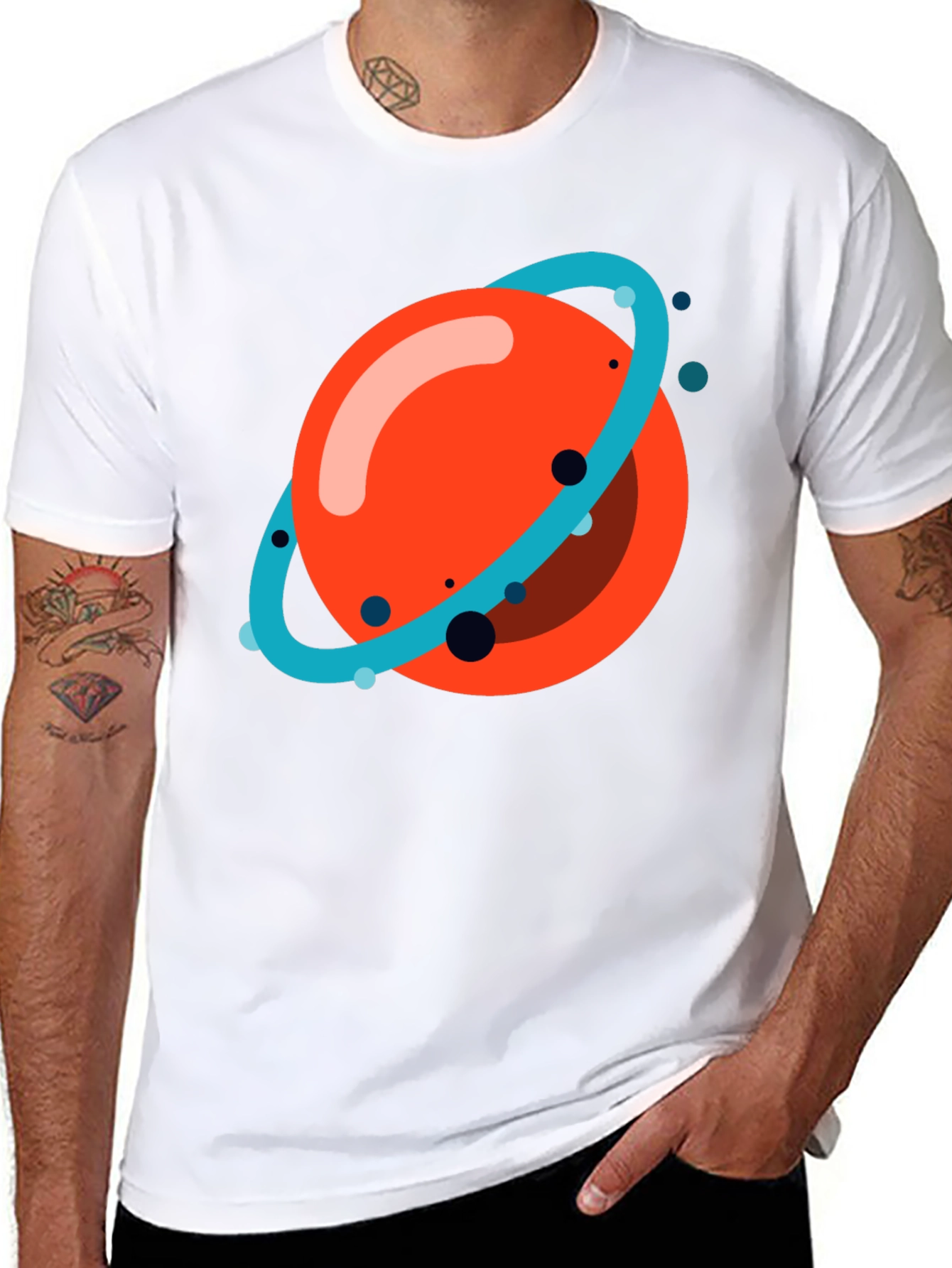 Planet Graphic Tee - Casual Black T-Shirt
