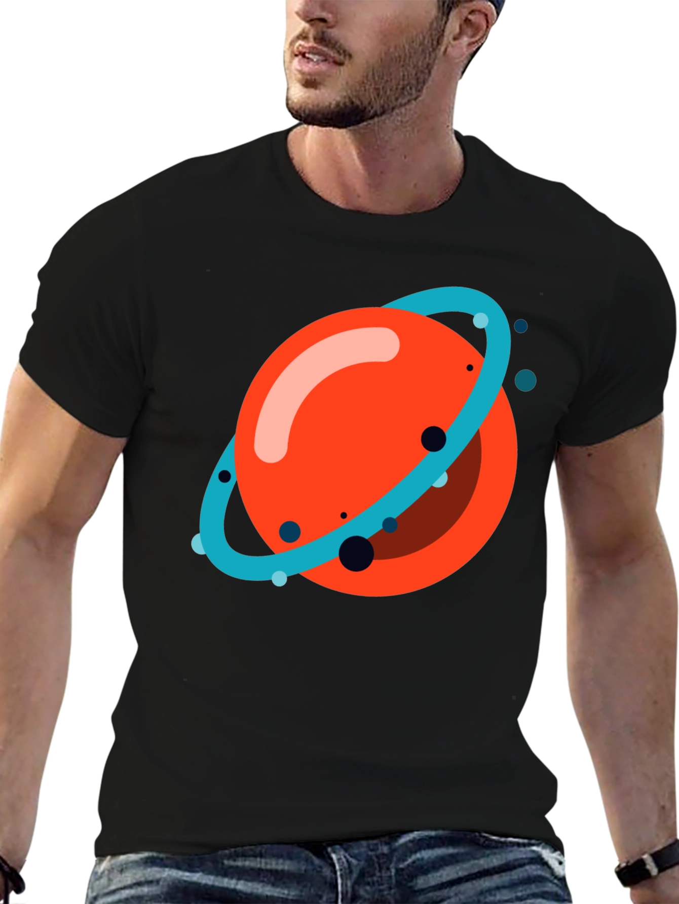 Planet Graphic Tee - Casual Black T-Shirt