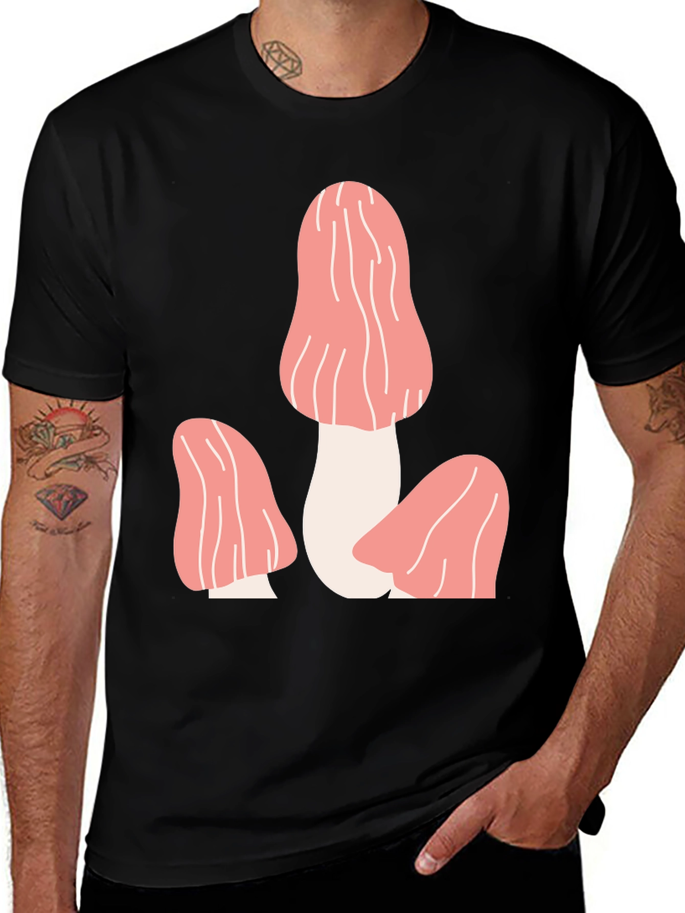 Mushroom Graphic Tee - Funky Black T-Shirt