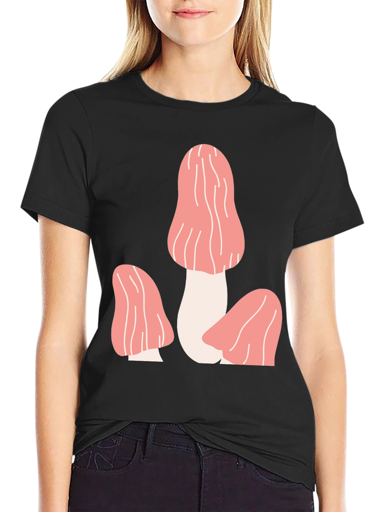 Mushroom Graphic Tee - Funky Black T-Shirt