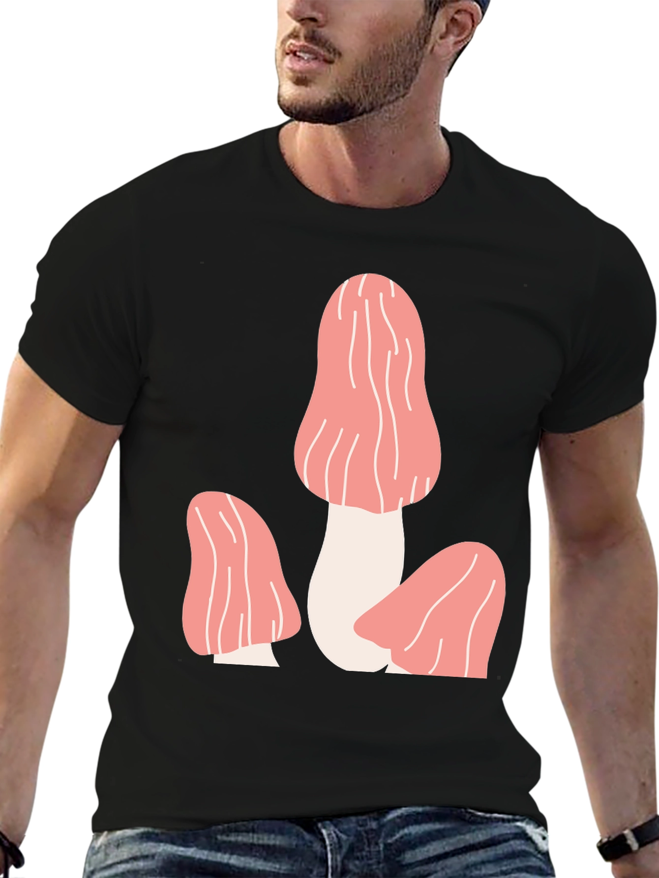 Mushroom Graphic Tee - Funky Black T-Shirt