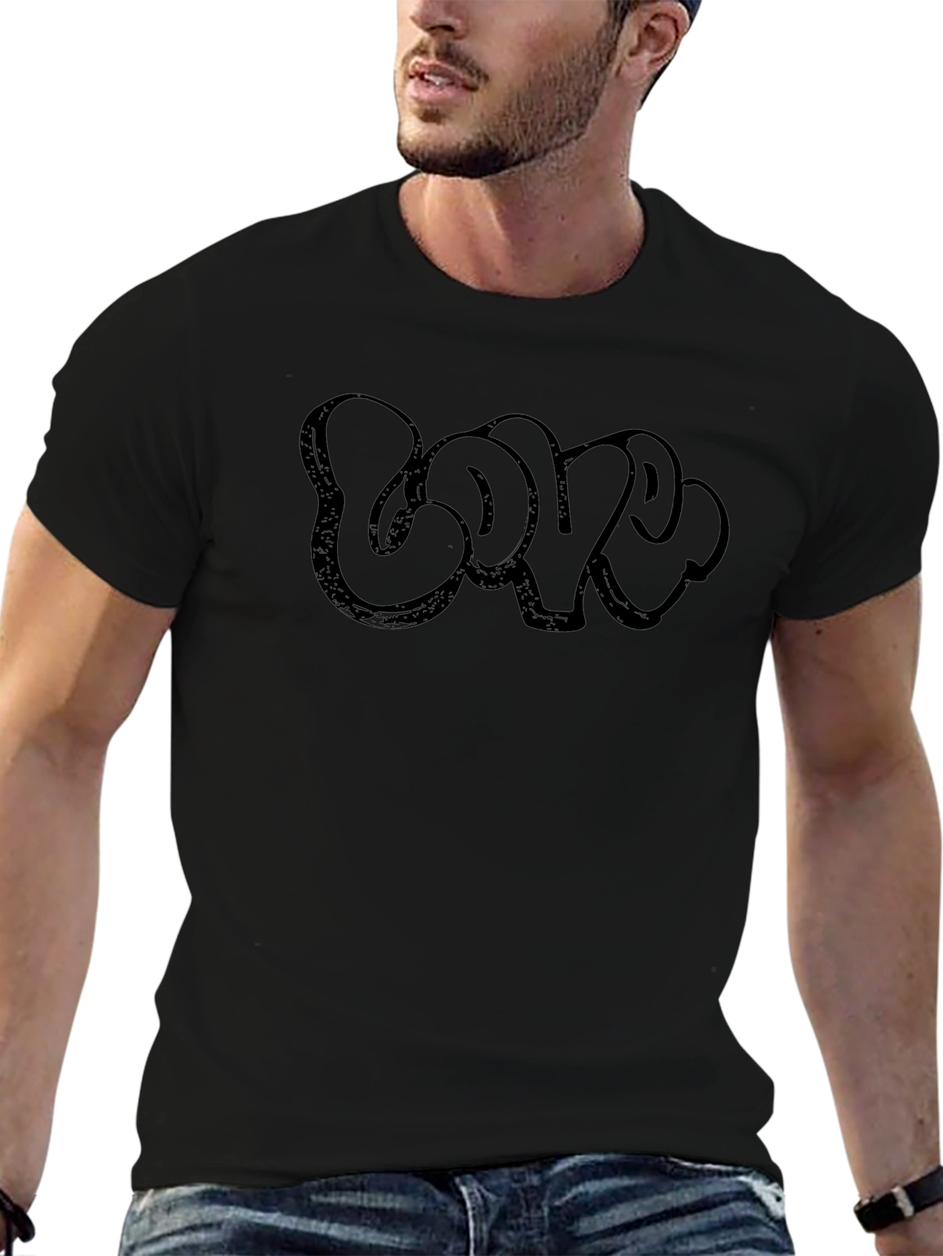 Love Bubble Graffiti Black T-Shirt