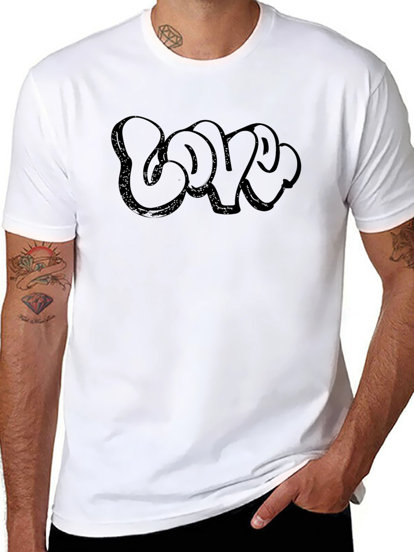 Love Bubble Graffiti Black T-Shirt
