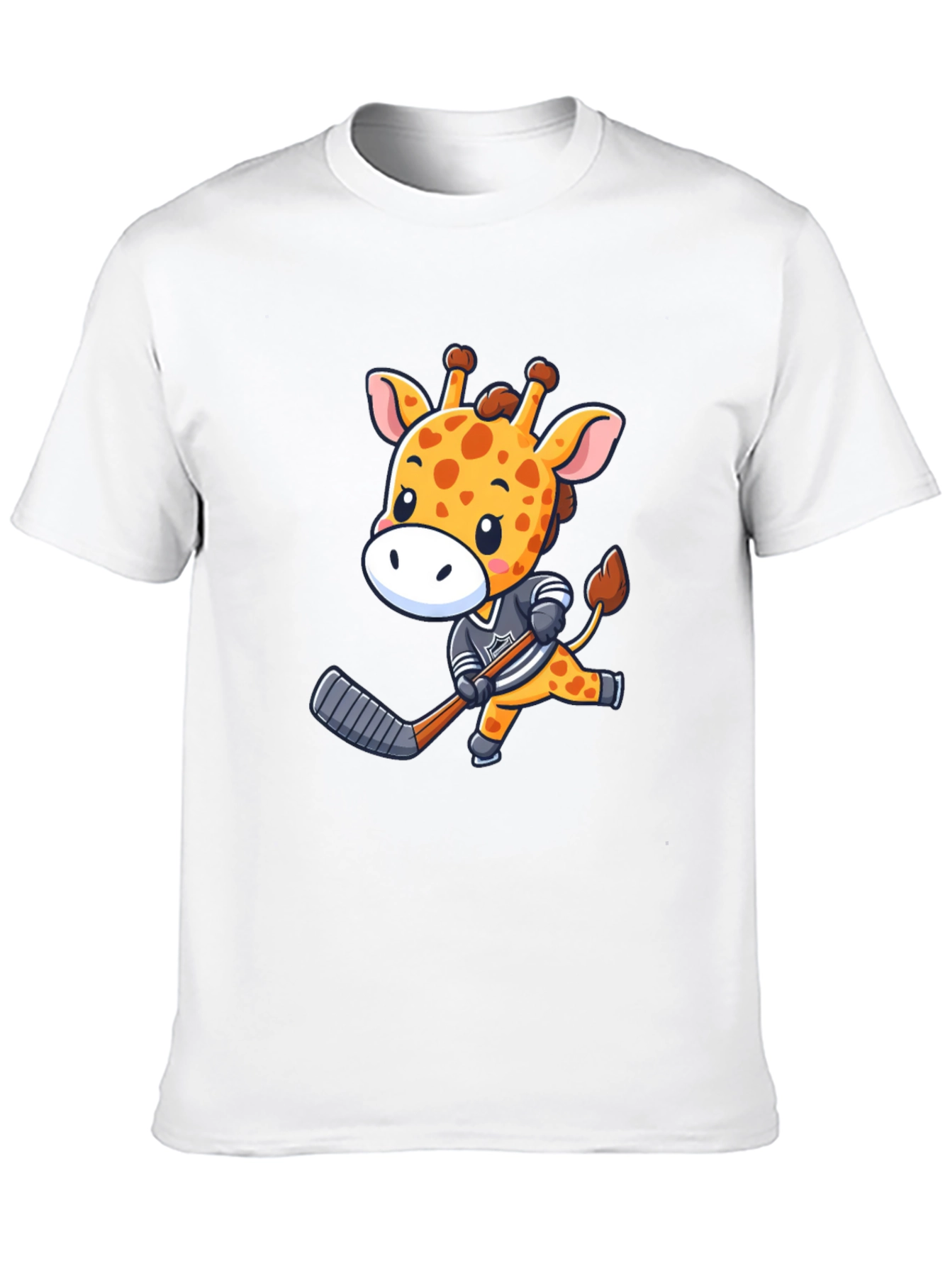 Giraffe Hockey Player Black T-Shirt