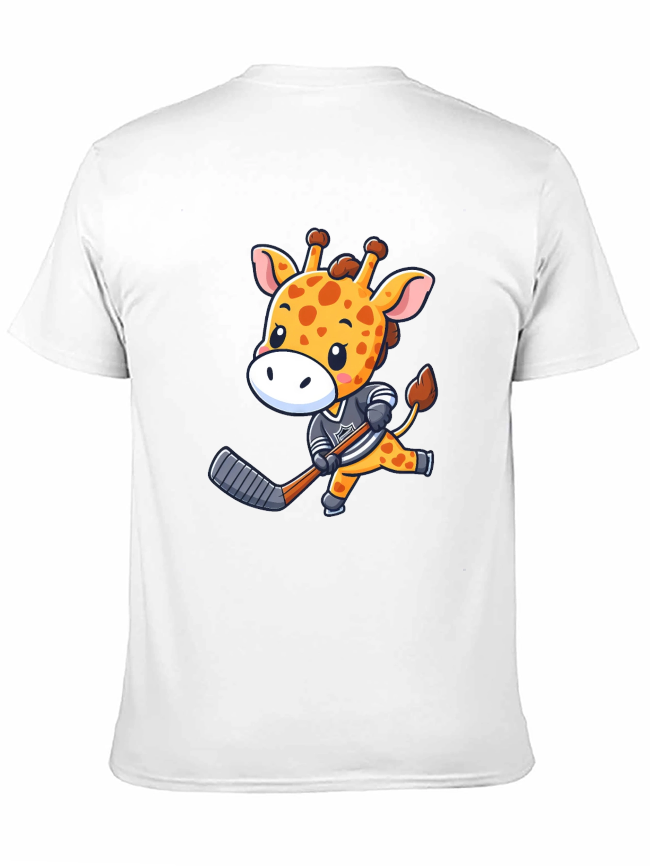 Giraffe Hockey Player Black T-Shirt