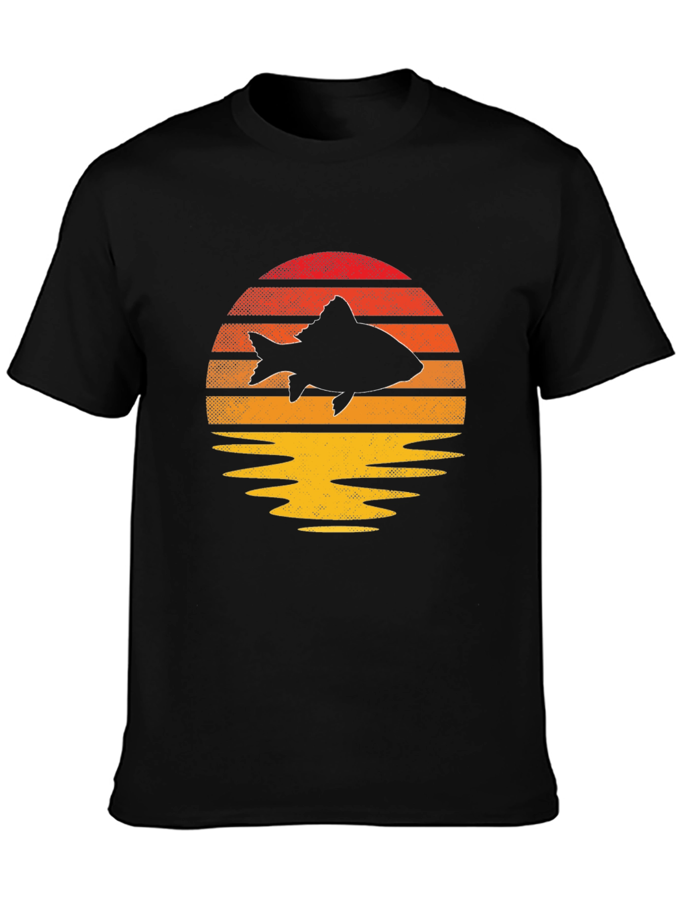 Sunset Fish Graphic Tee - Unique Black T-Shirt