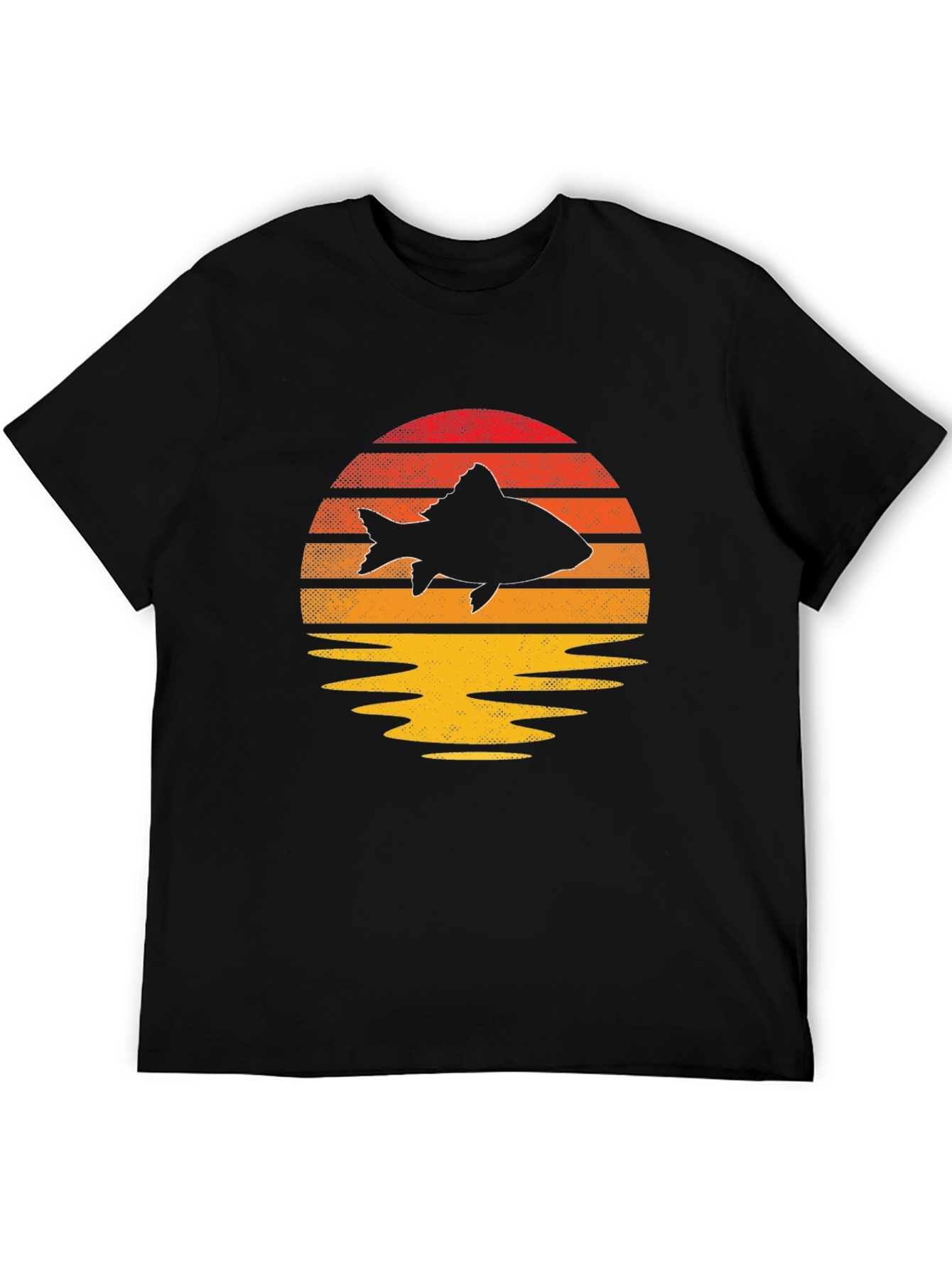 Sunset Fish Graphic Tee - Unique Black T-Shirt
