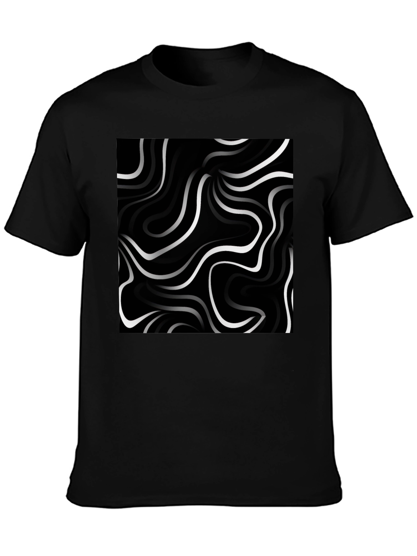 Abstract Swirl Graphic Tee - Modern Black T-Shirt