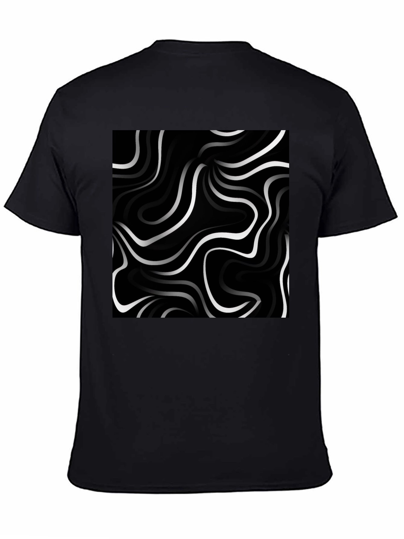 Abstract Swirl Graphic Tee - Modern Black T-Shirt