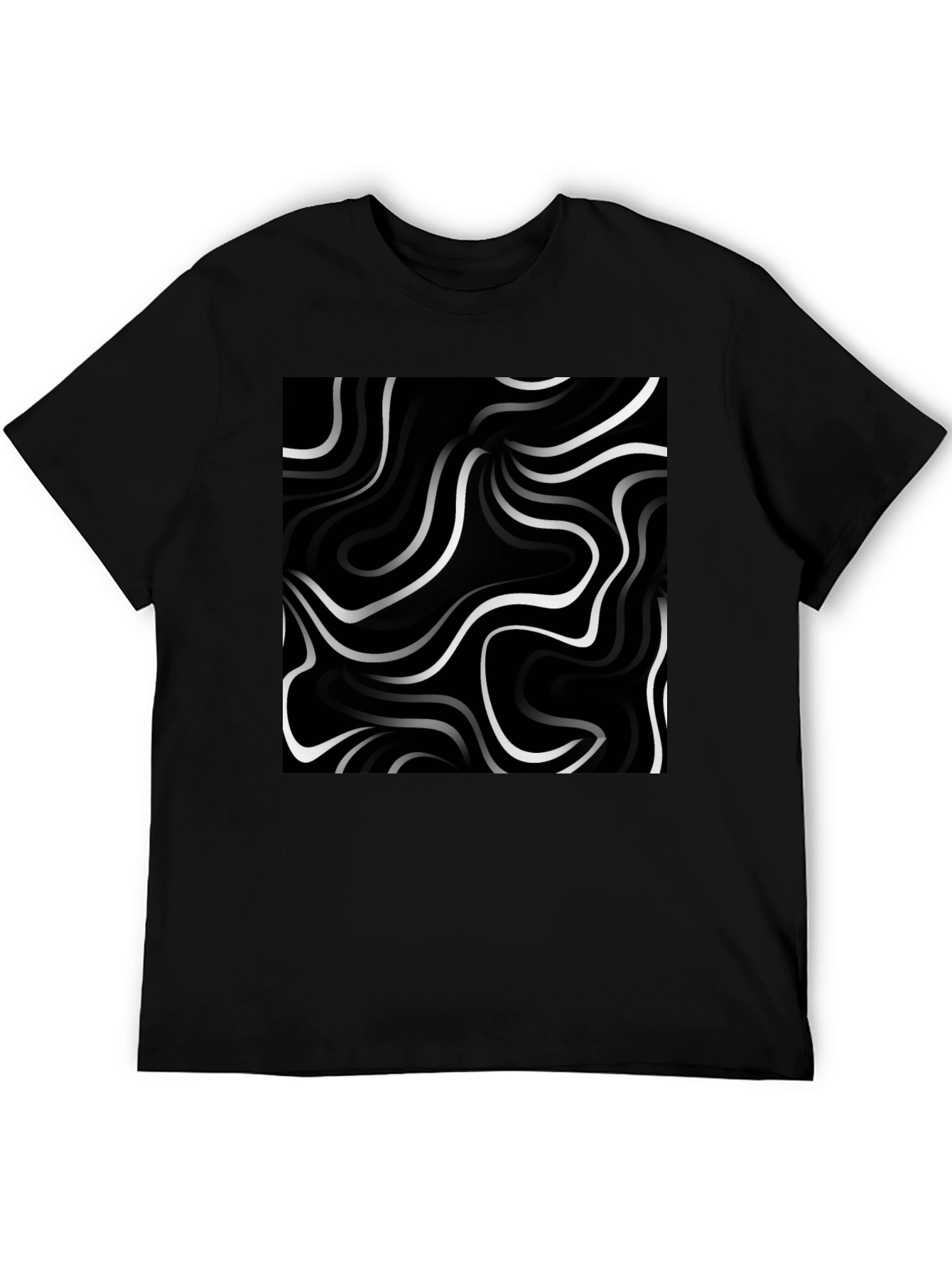 Abstract Swirl Graphic Tee - Modern Black T-Shirt