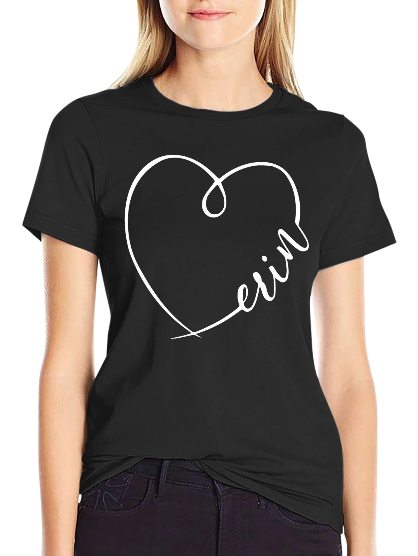 Erin Heart Graphic Black T-Shirt