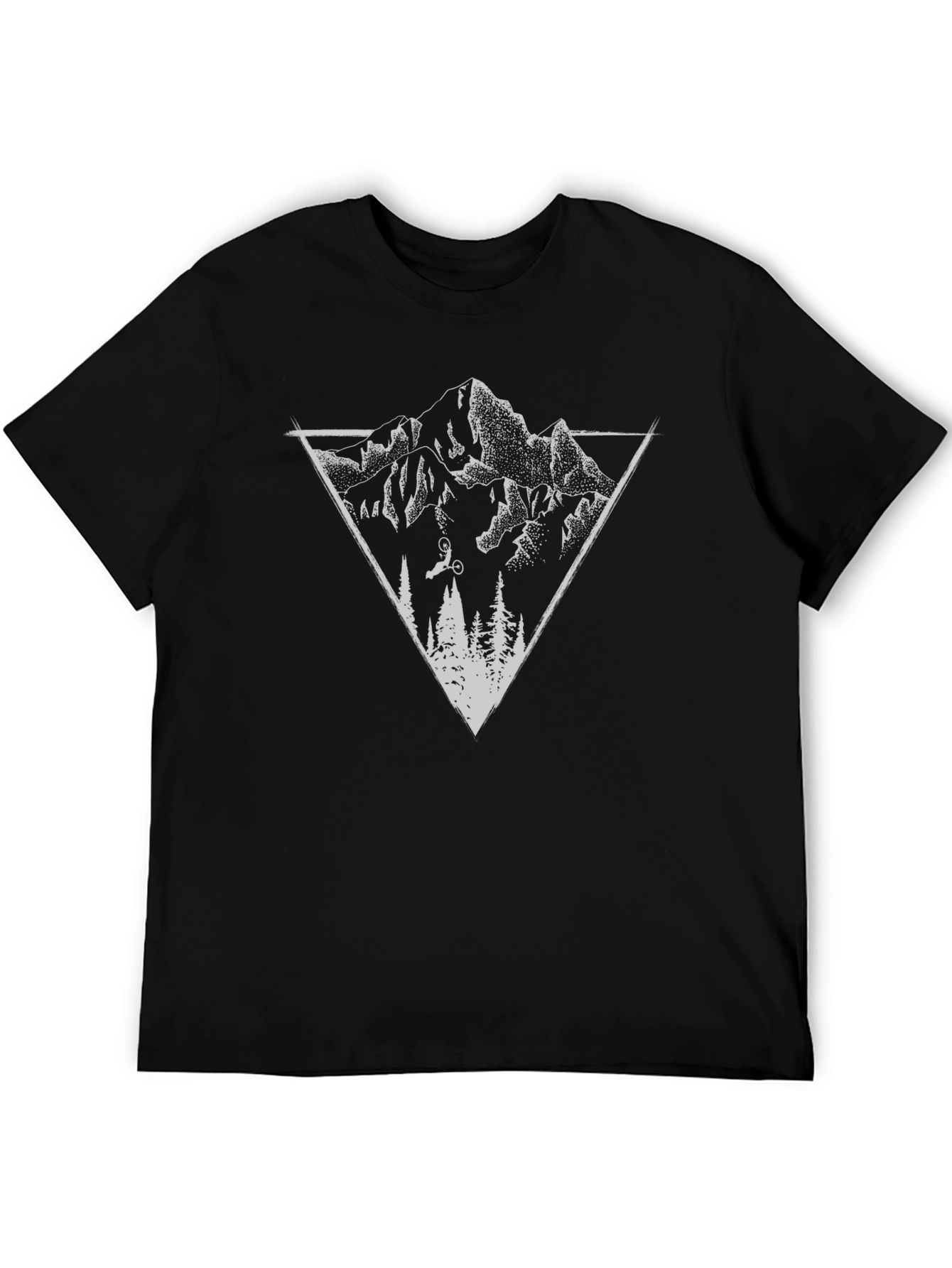 Mountain Biker Graphic Tee - Black Cotton Blend