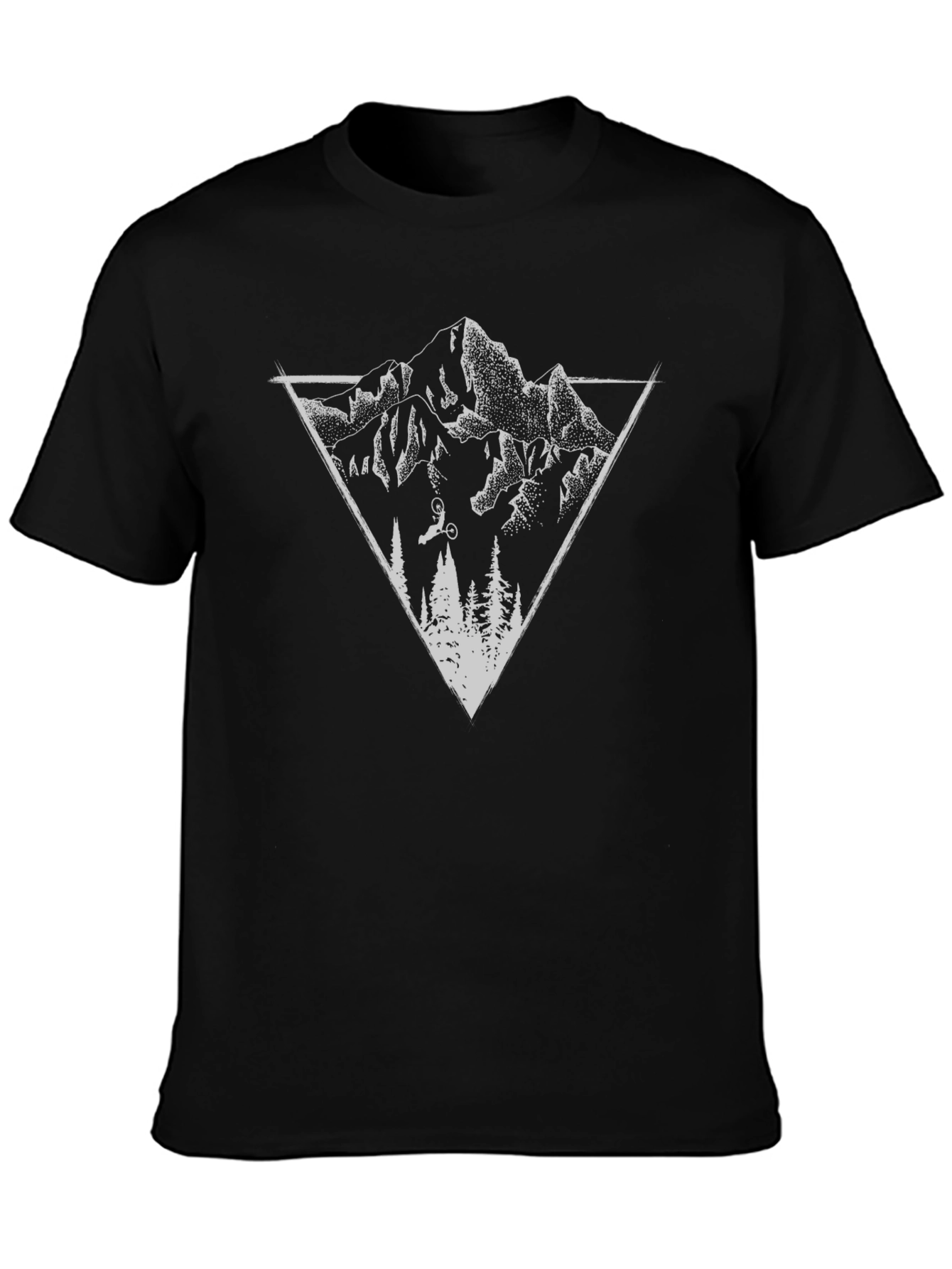 Mountain Biker Graphic Tee - Black Cotton Blend